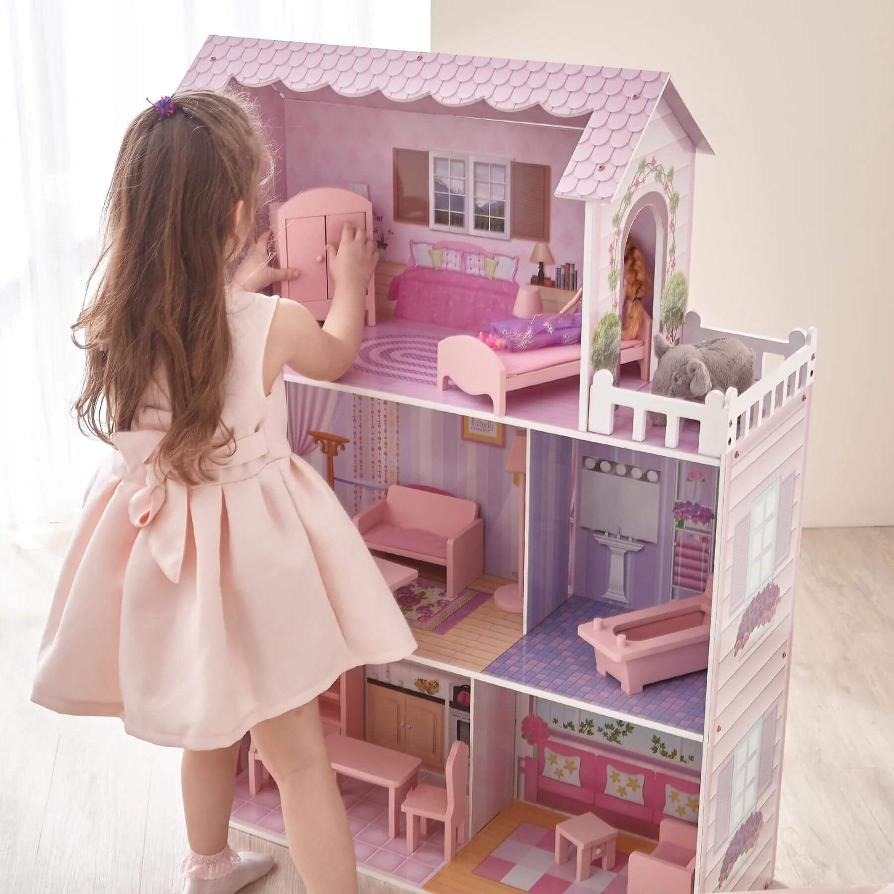 Olivia's Little World Dreamland Tiffany Dollhouse With 12 Accessories, Pink/Purple (Open Box) - Image 5