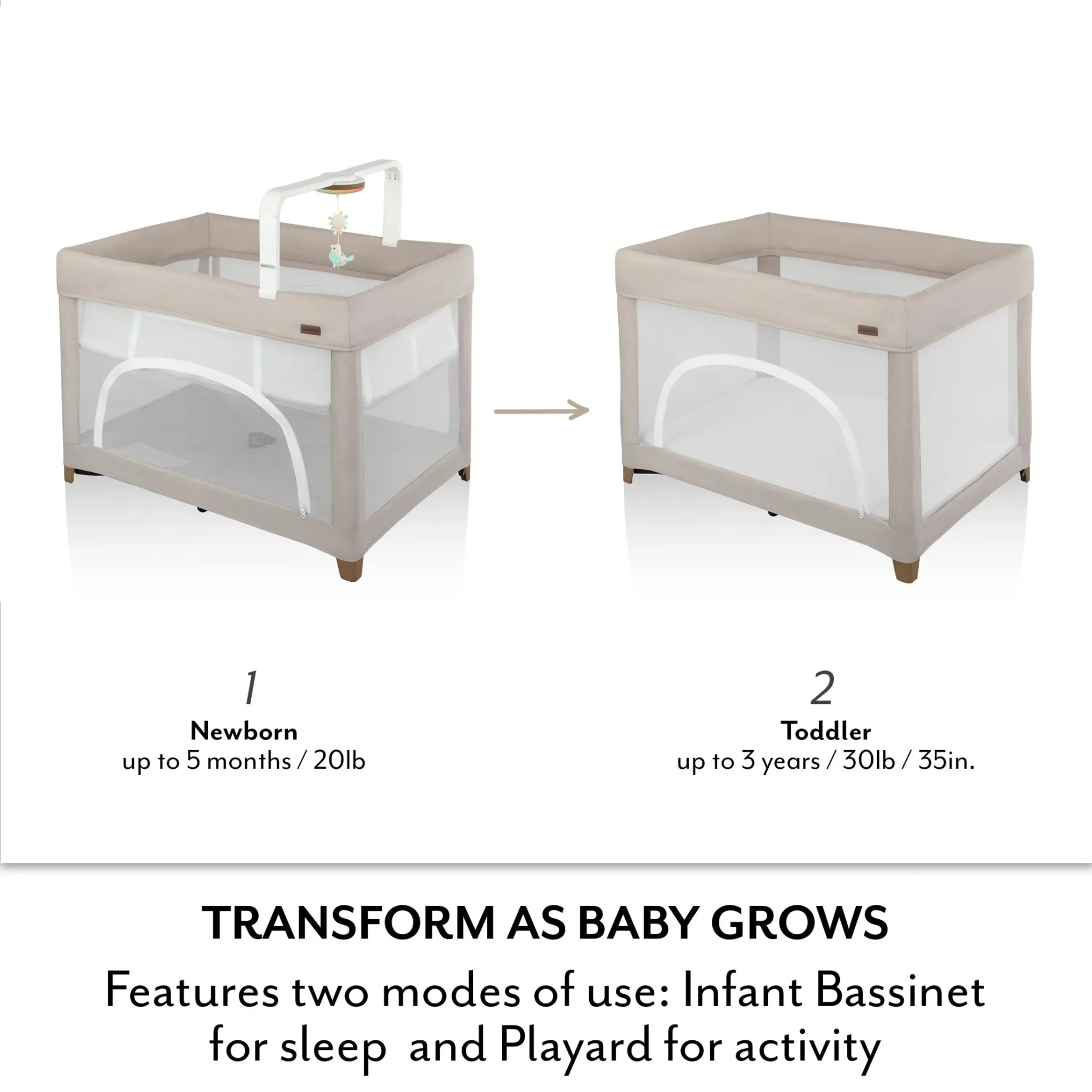 Eris One-Hand Playard with Bassinet - Coastal Coffee - Image 3
