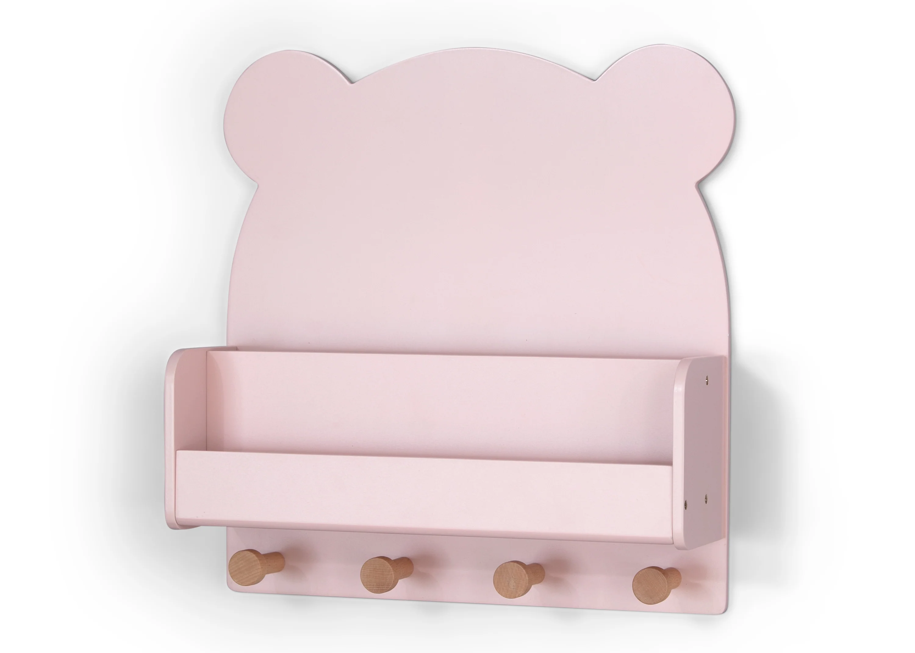 Brannan Bear Wall Shelf With 4 Hooks - Pink - Image 2