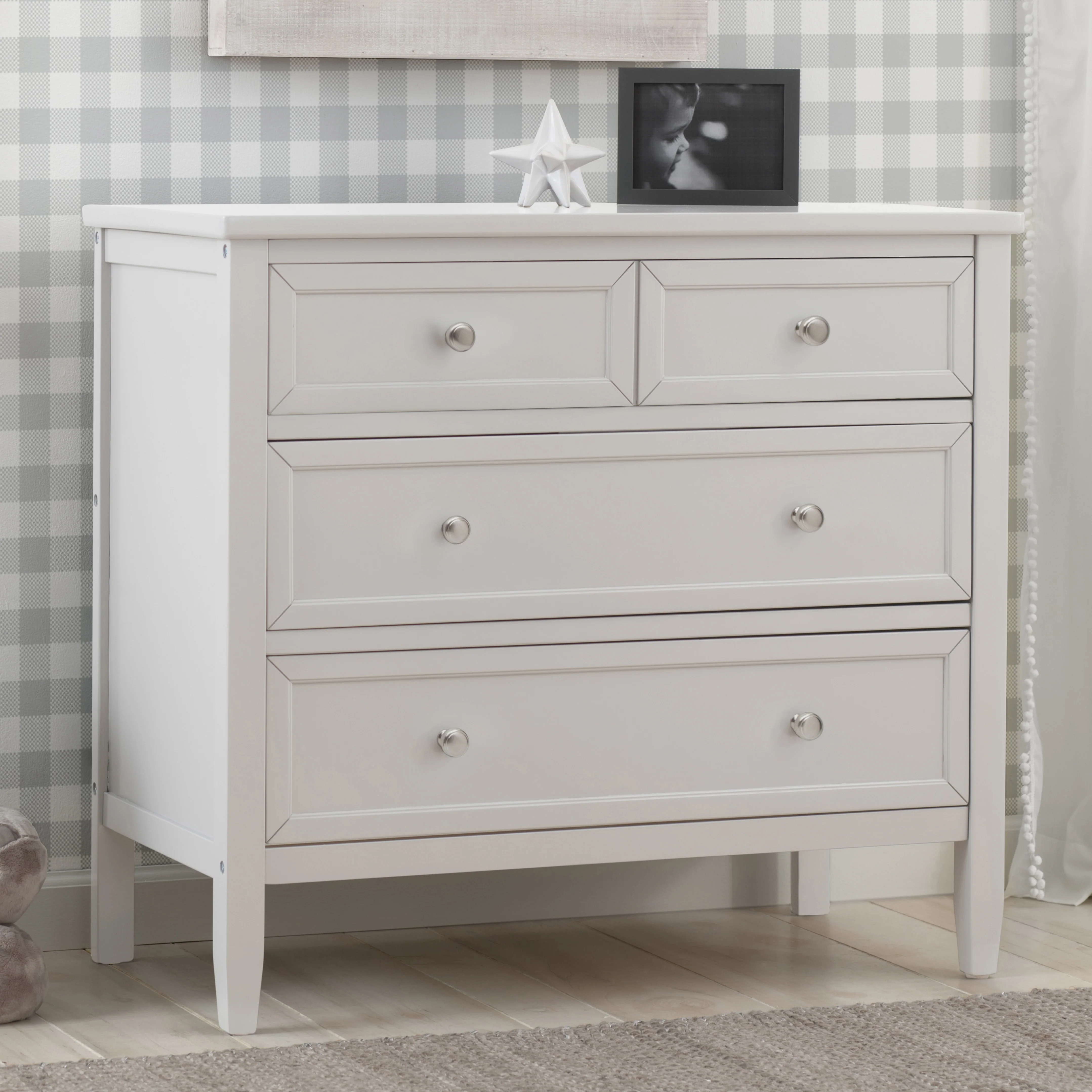 Epic Place 3 Drawer Dresser With Interlocking Drawers - Bianca White