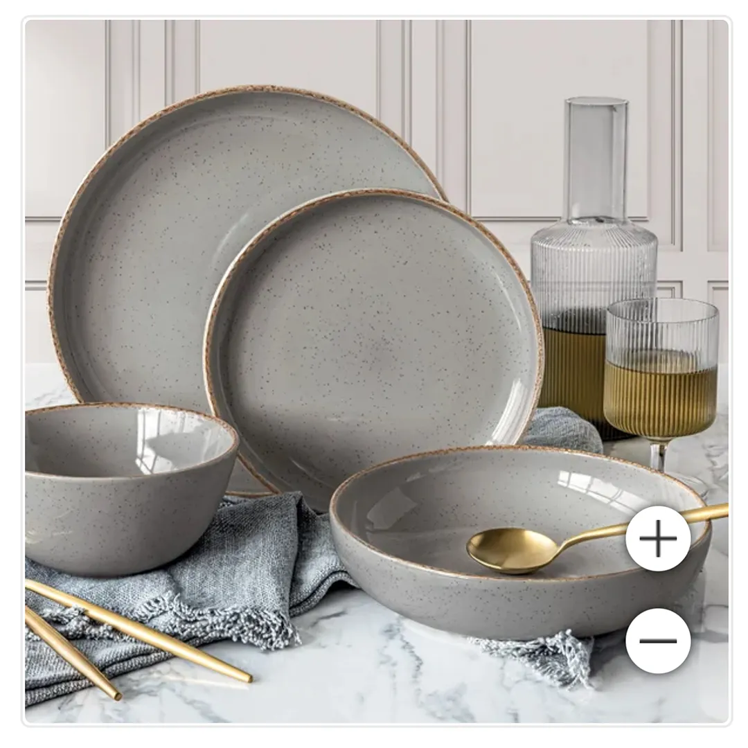 Options 16-Piece Dinnerware Set-Gray - Image 2