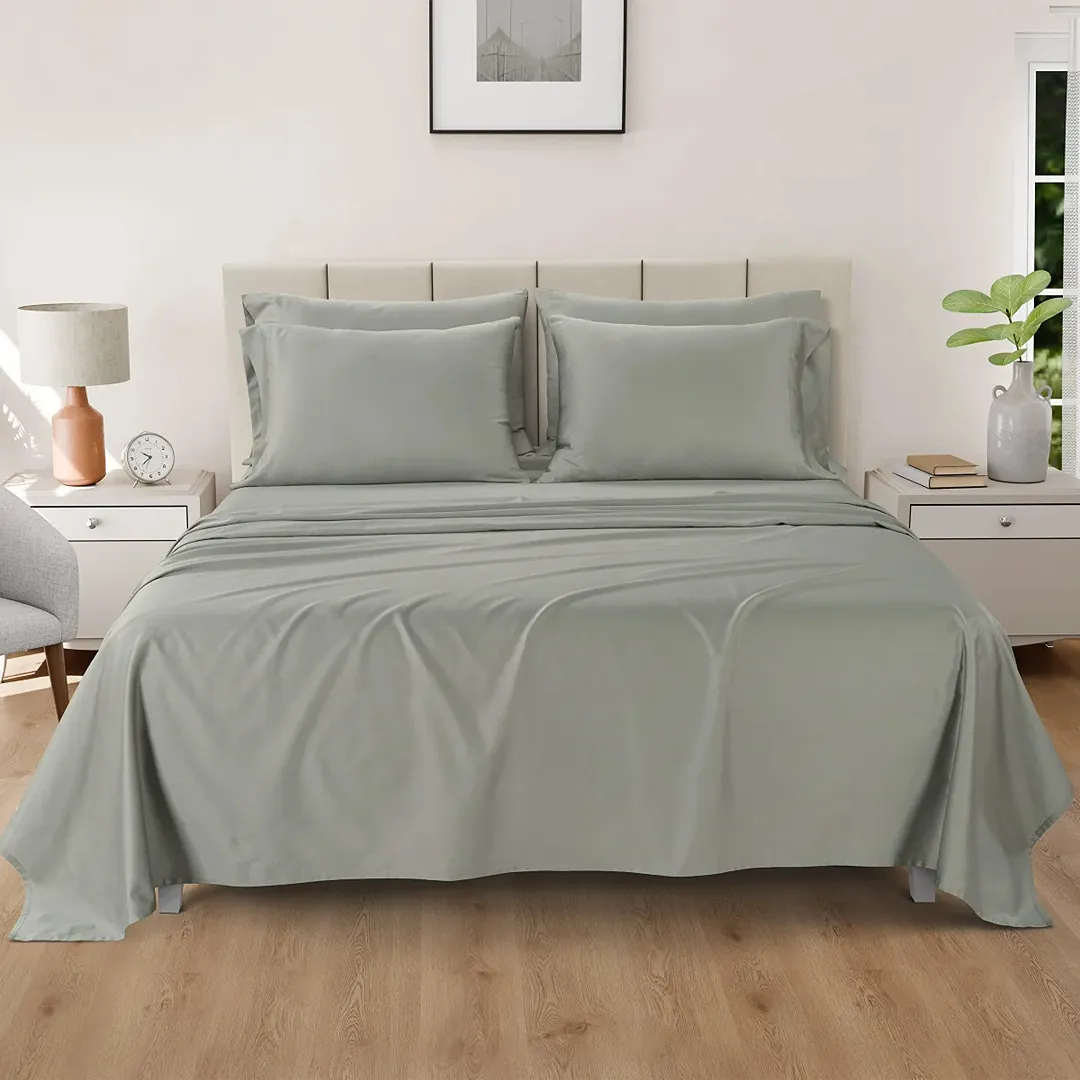 Organic 300 Thread Count 6-Piece King Sheet Set - Gray - Image 2