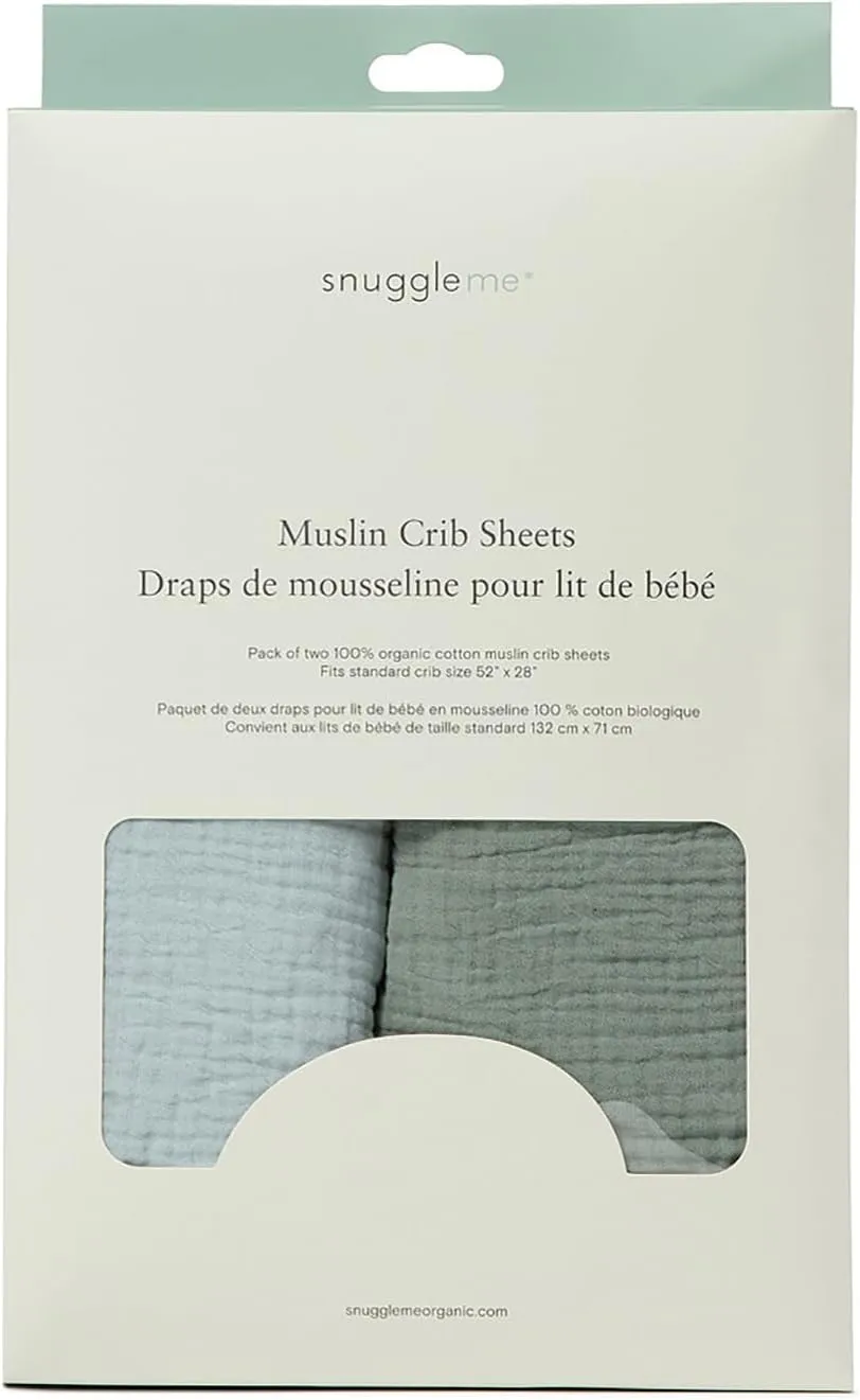 Organic Cotton Crib Sheet 2 Pack - Bluebell + Slate - Image 3