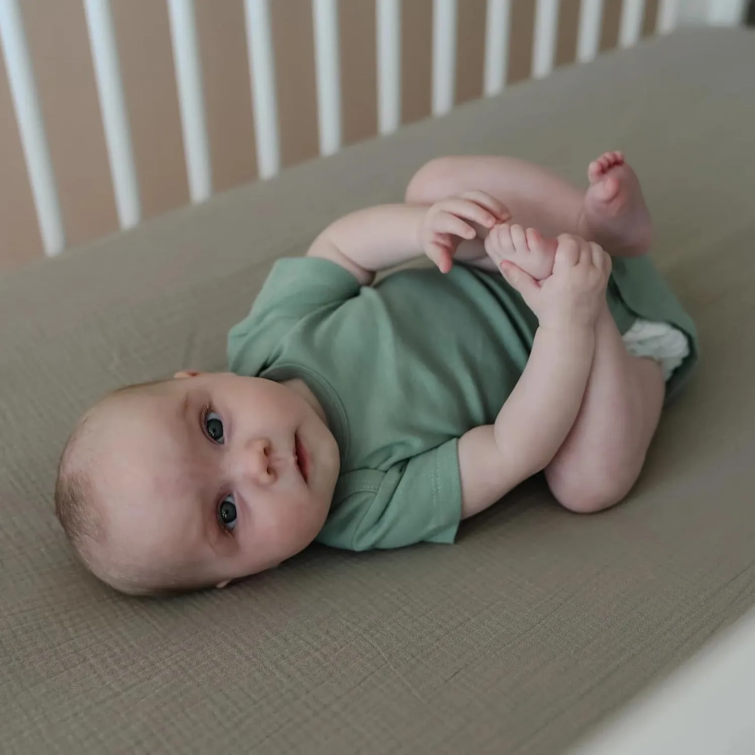 Organic Cotton Crib Sheets - Natural + Birch - Image 4