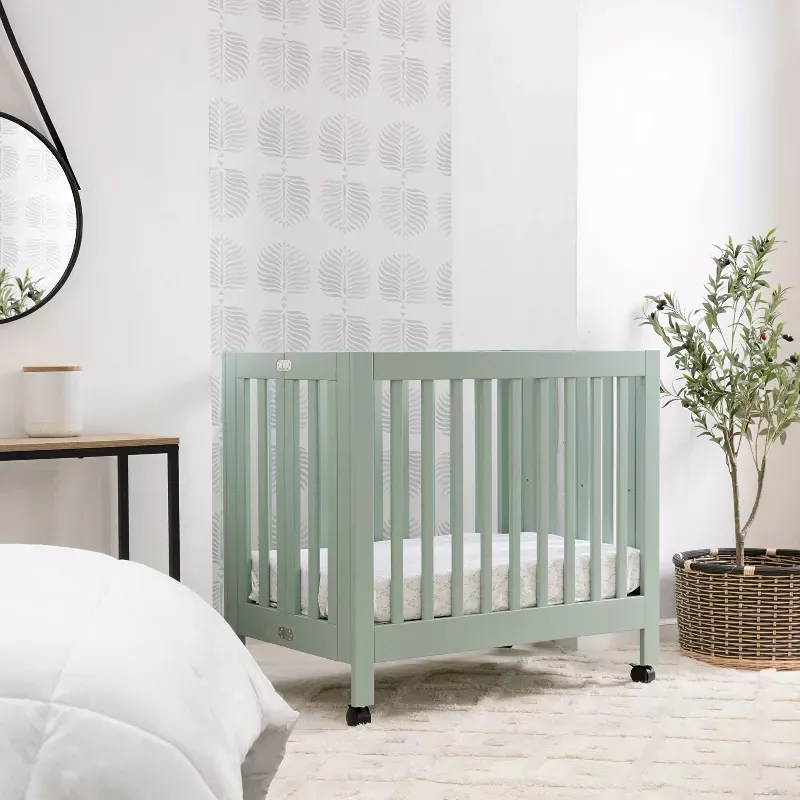 Origami Portable Mini Crib - Light Sage - Image 3
