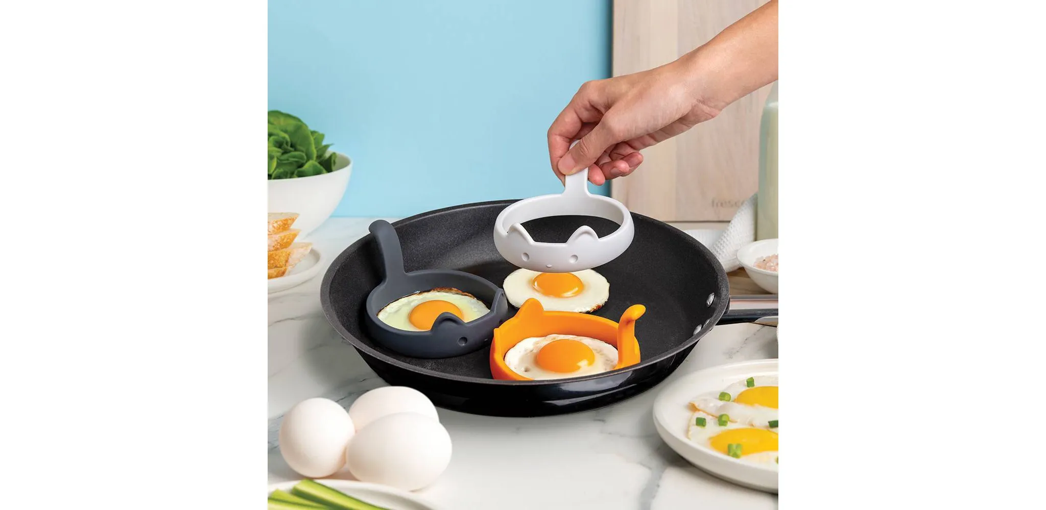 Ototo 3pc Pancats Egg Rings Silicone Pancake and Egg Cooker Set - Image 3