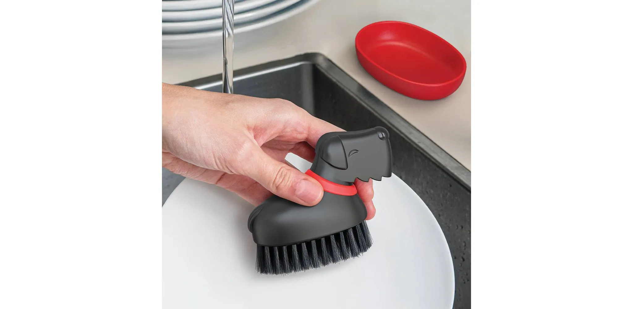 Ototo Holiday Gift Plastic Oscar Dog Dish Brush Kitchen Scrub - Image 3