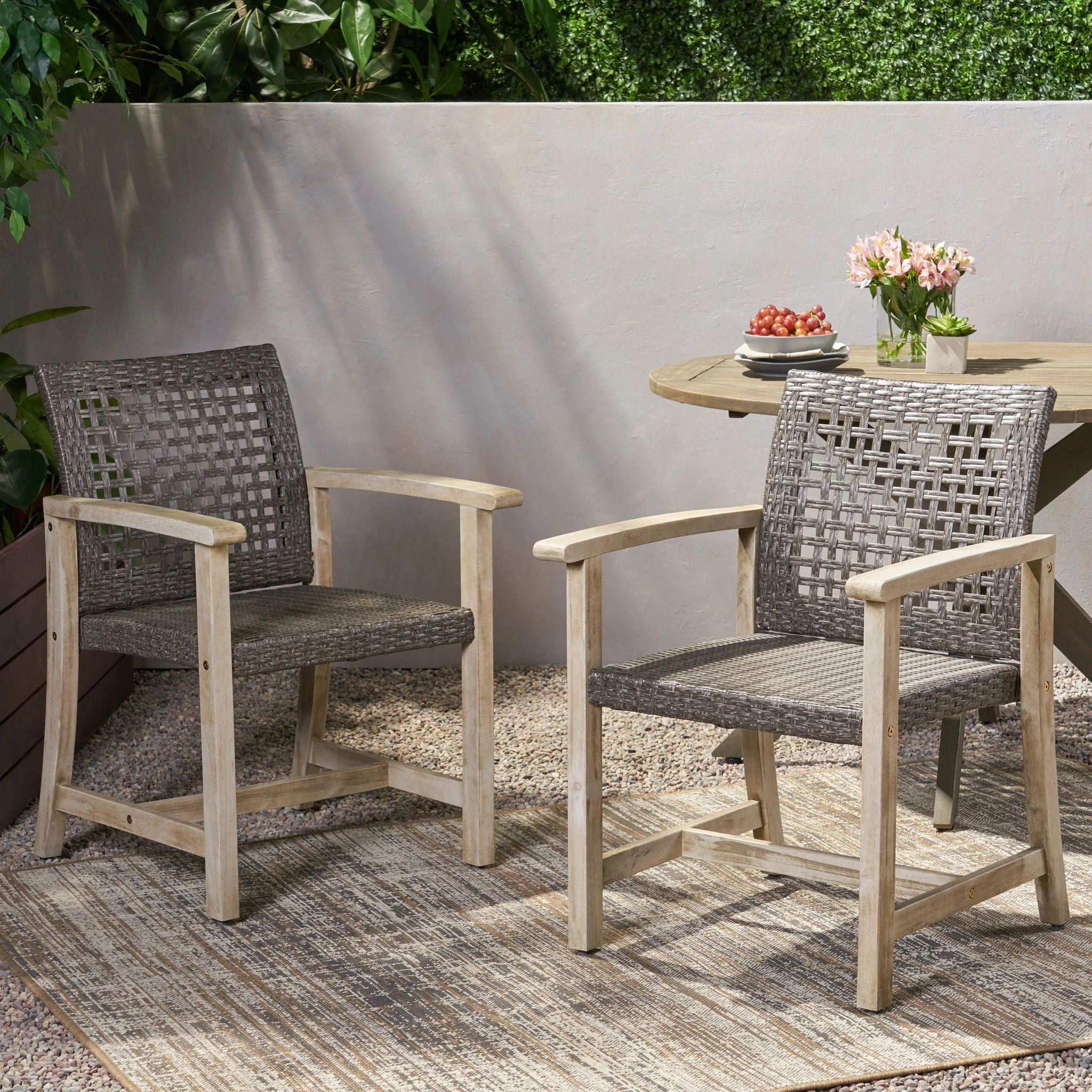 Outdoor Dining Chair Acacia Wood Frame (Set of 2) - Image 6