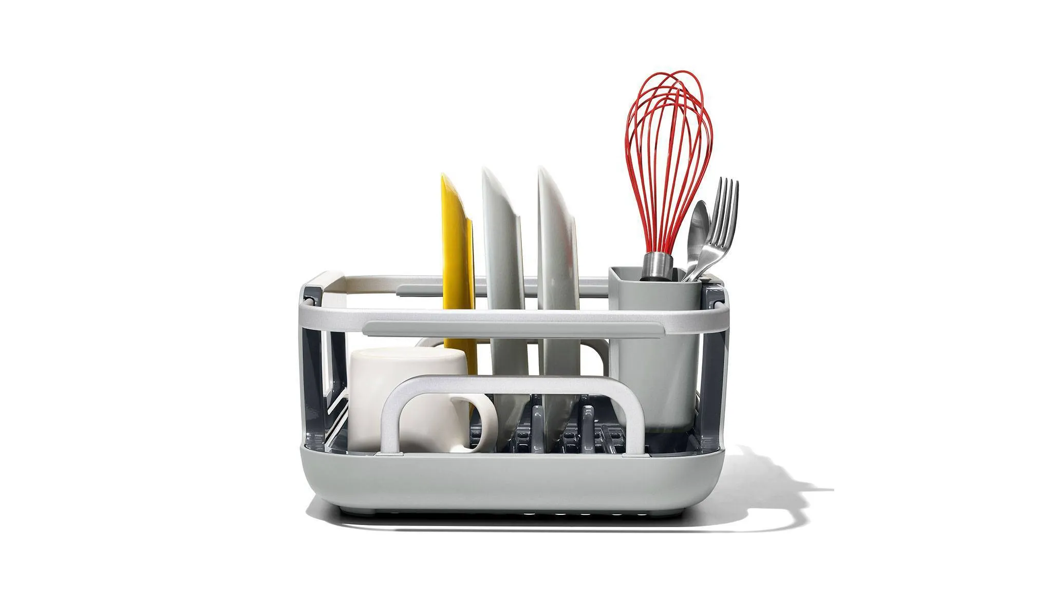 OXO Over The Sink Dish Rack - Aluminum Freestanding Dish Drainer & Sink Caddy, Gray, 15" x 11.5" x 5.7" - Image 4