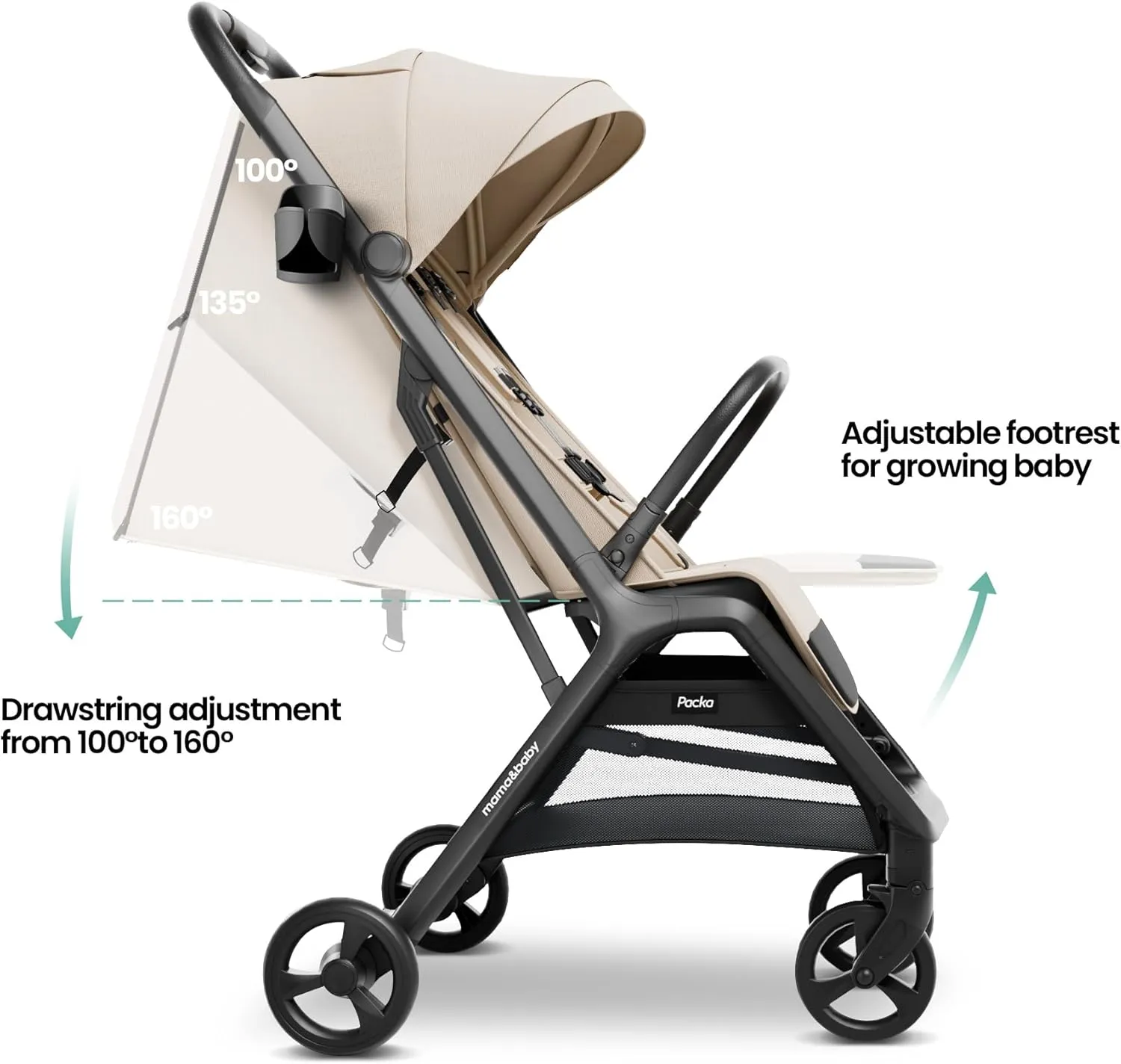 Packa Travel Stroller - Khaki - Image 3