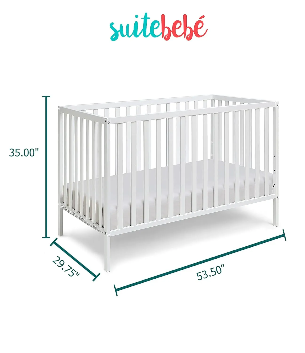Palmer Island 3-in-1 Convertible Crib and Guardrail - White - Image 11