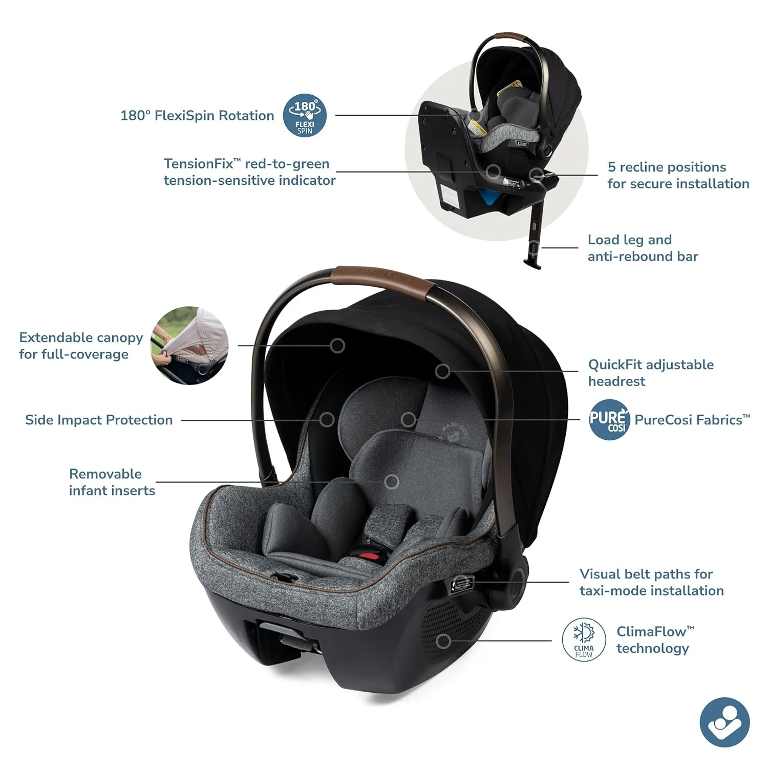 Peri™ 180 Rotating Infant Car Seat - Onyx Wonder - Image 2