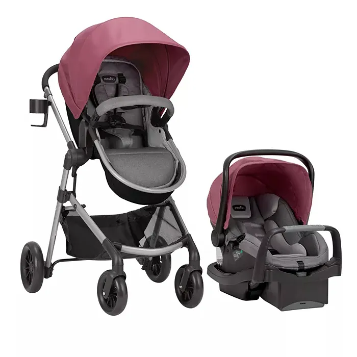 Pivot Modular Travel System with LiteMax Infant Car Seat with Anti-Rebound Bar - Dusty Rose