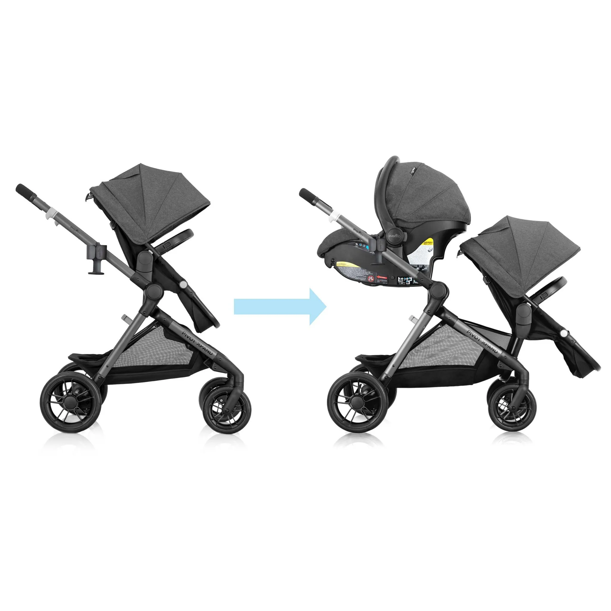 Pivot Xpand Travel System with LiteMax Infant Car Seat - Sabino Gray - Image 2