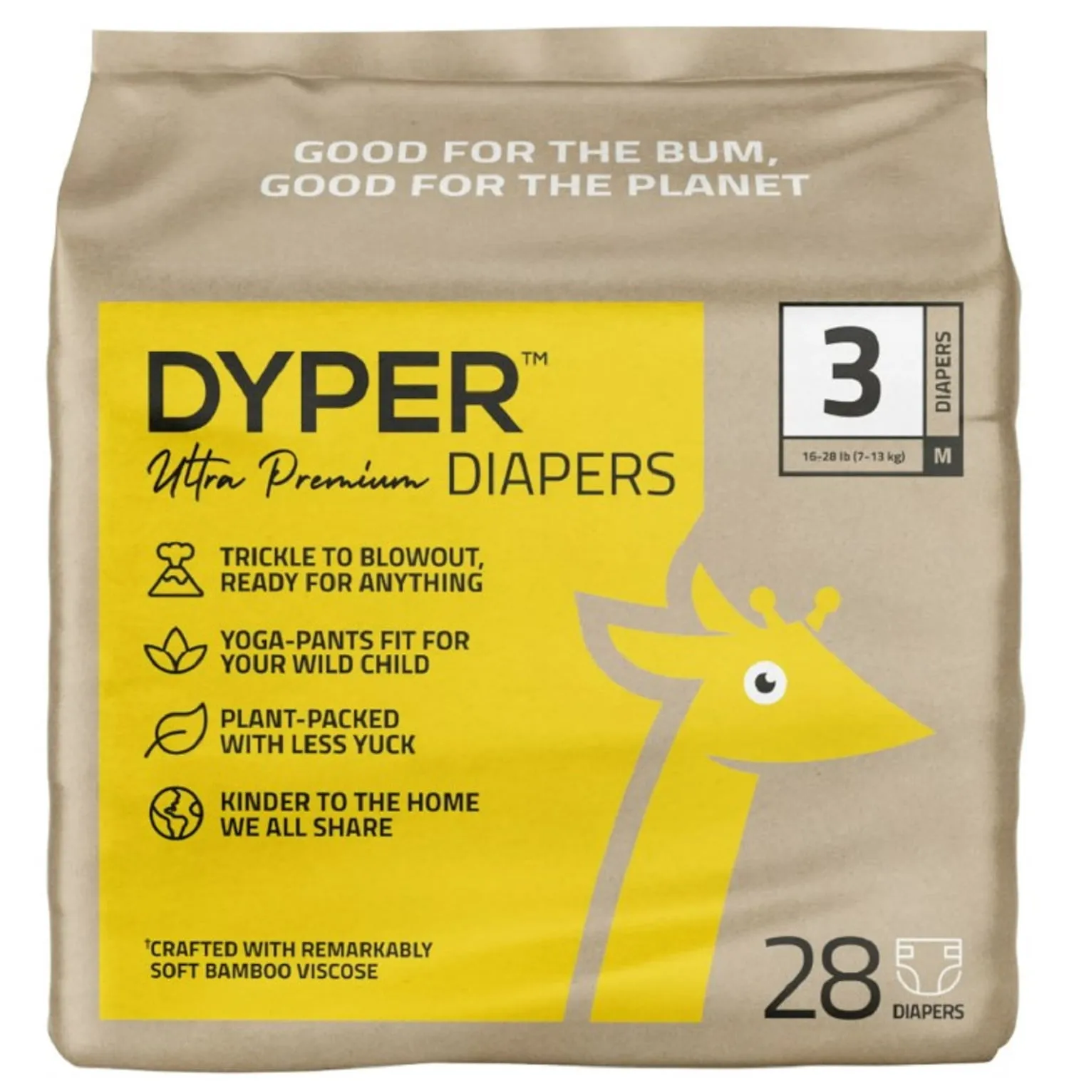 Plant Based Disposable Baby Diapers Size 3 - 28 Count