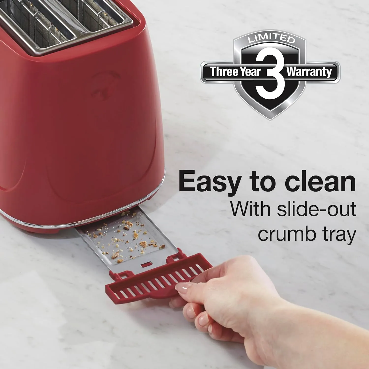 Plastic 2 Slice Toaster - Red - Image 5