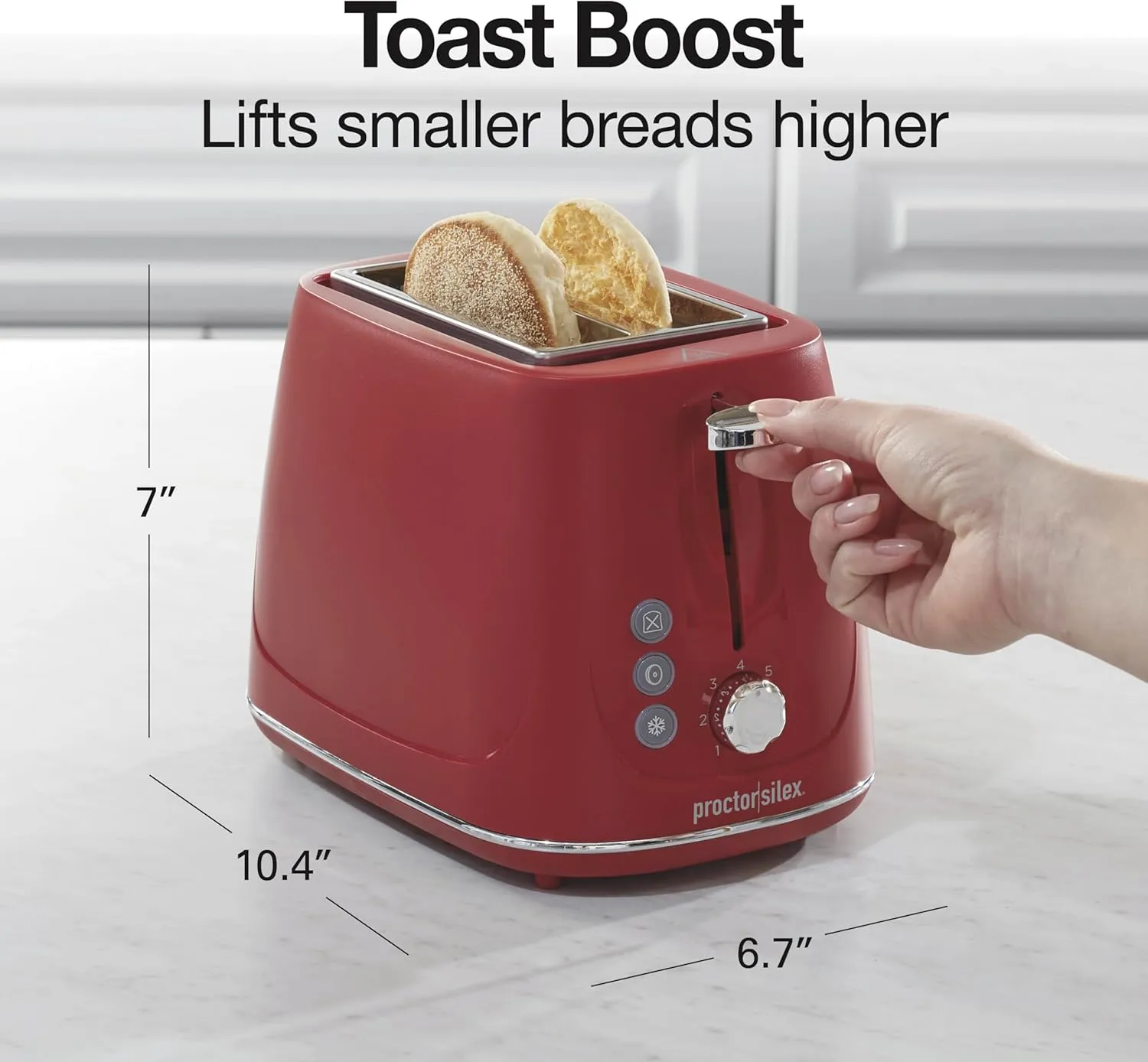 Plastic 2 Slice Toaster - Red - Image 6