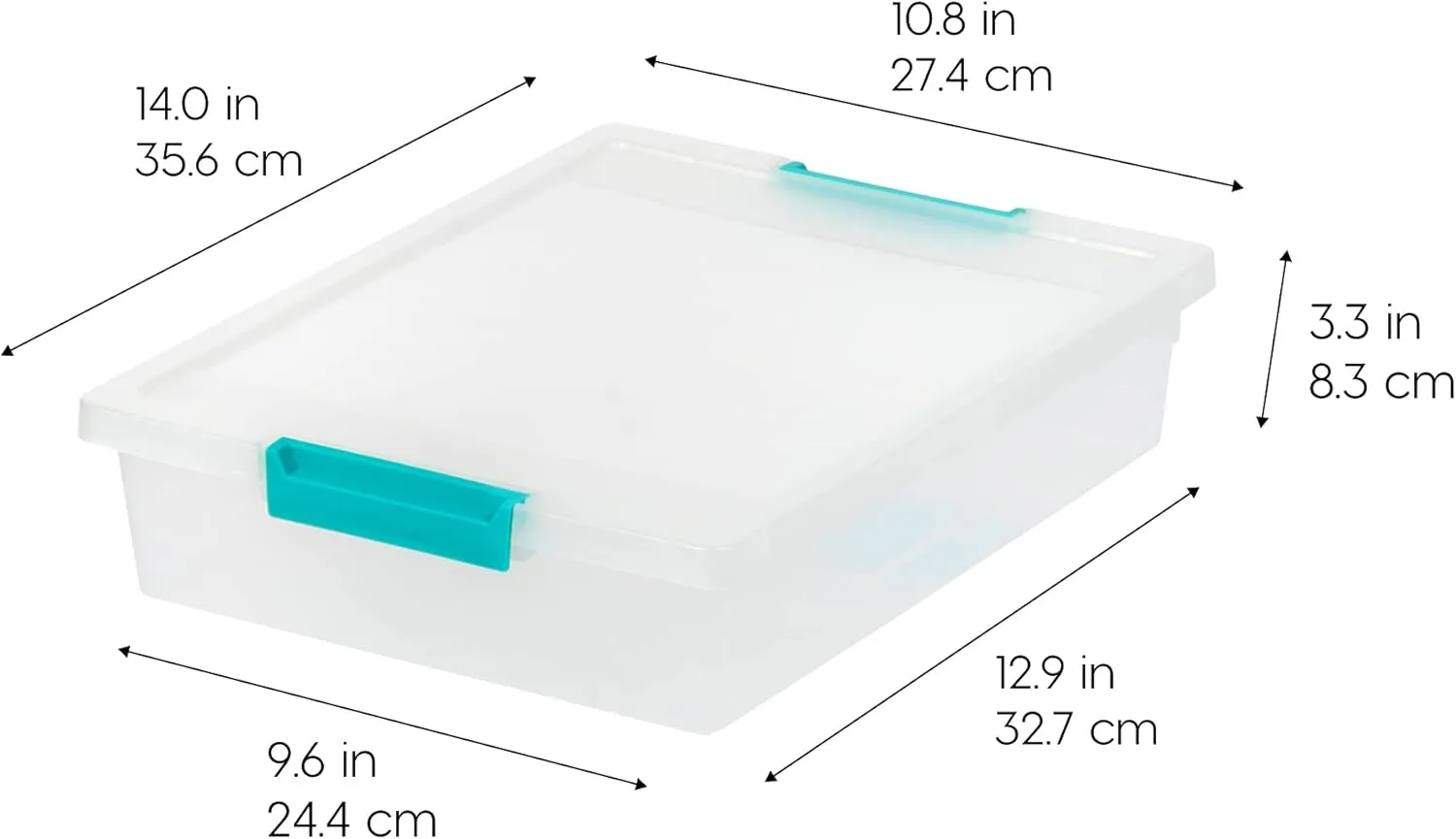 Plastic Storage Bins with Lids - Clear/Seafoam Blue - 3 Pack - Image 2