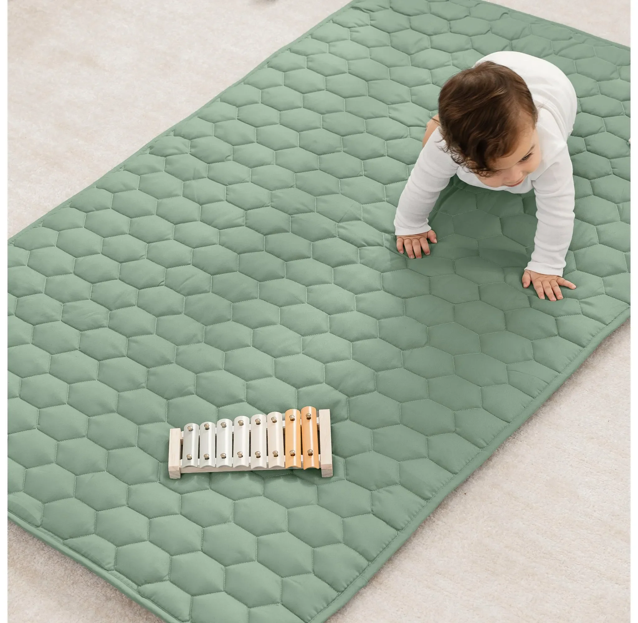 36" x 60" Play Mat with Non-Slip Bottom - Sage - Image 2