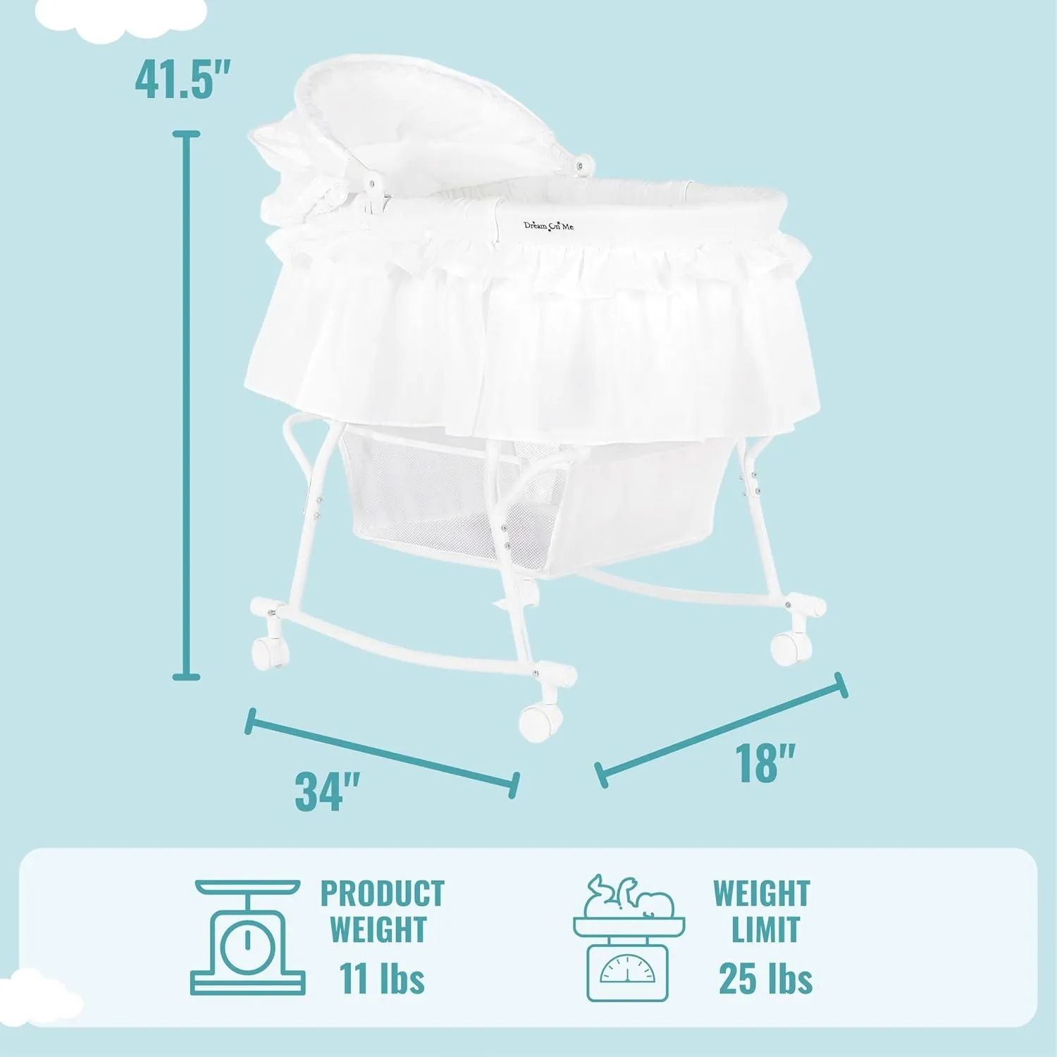 Portable 2-in-1 Bassinet & Cradle - White - Image 5