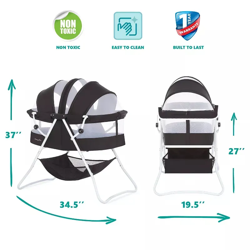 Portable Baby Bassinet - Black - Image 3