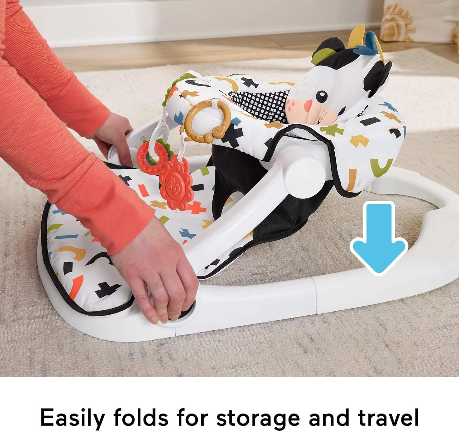 Portable Baby Chair - Cute Cow Sit-Me-Up Floor Seat with BPA-Free Teether - Image 2