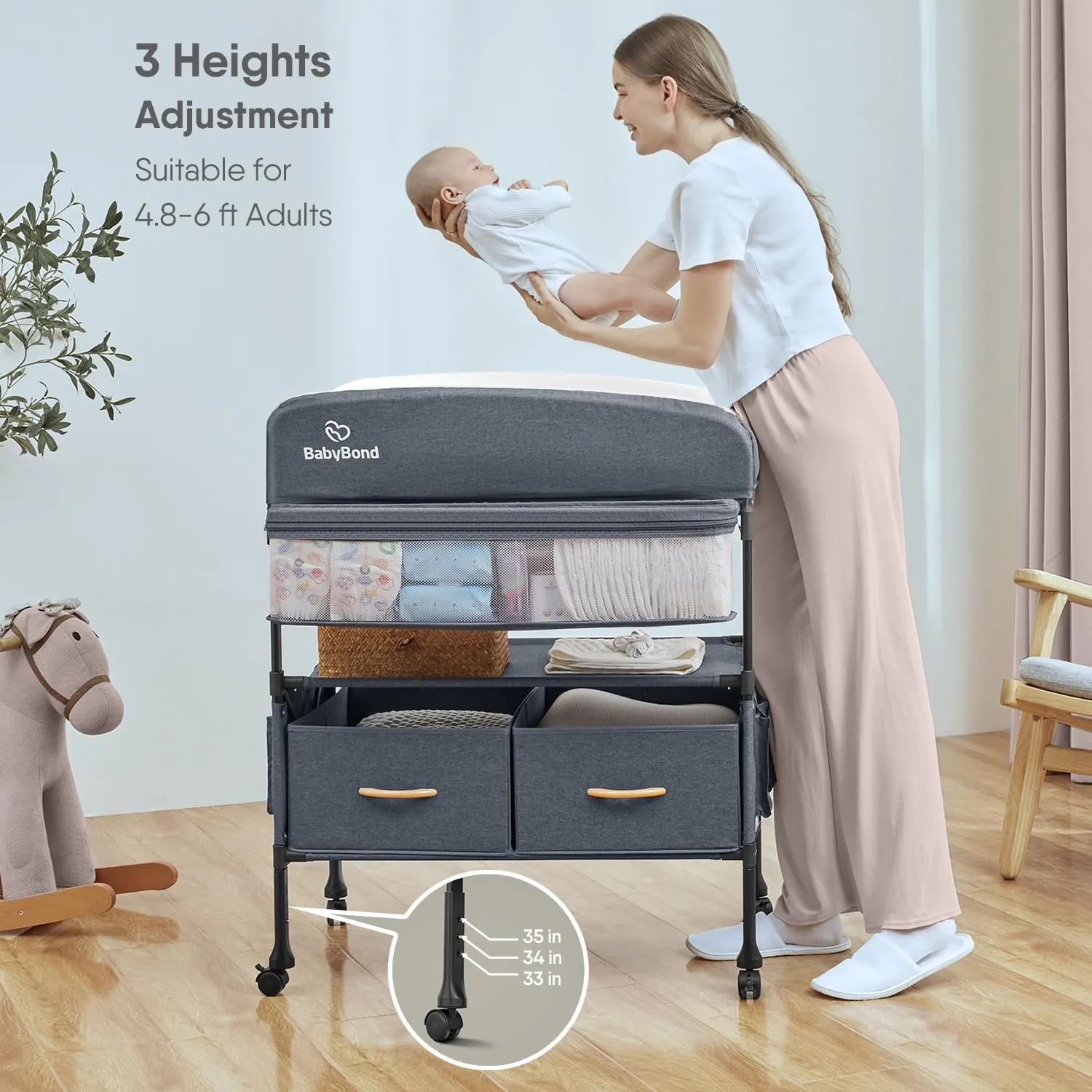 Portable Baby Changing Table - Grey - Image 4