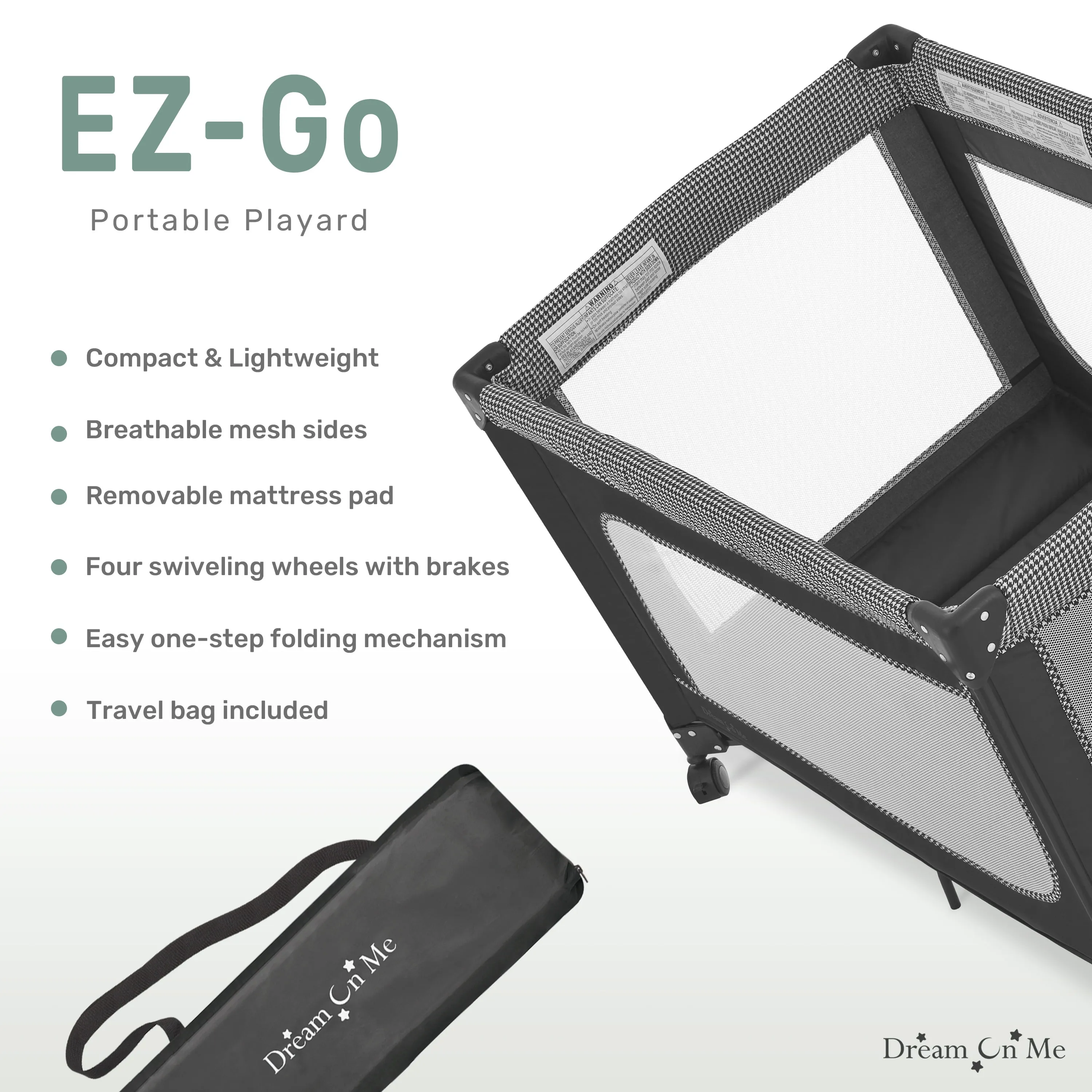 Portable Baby Playard - Black & White - Image 12