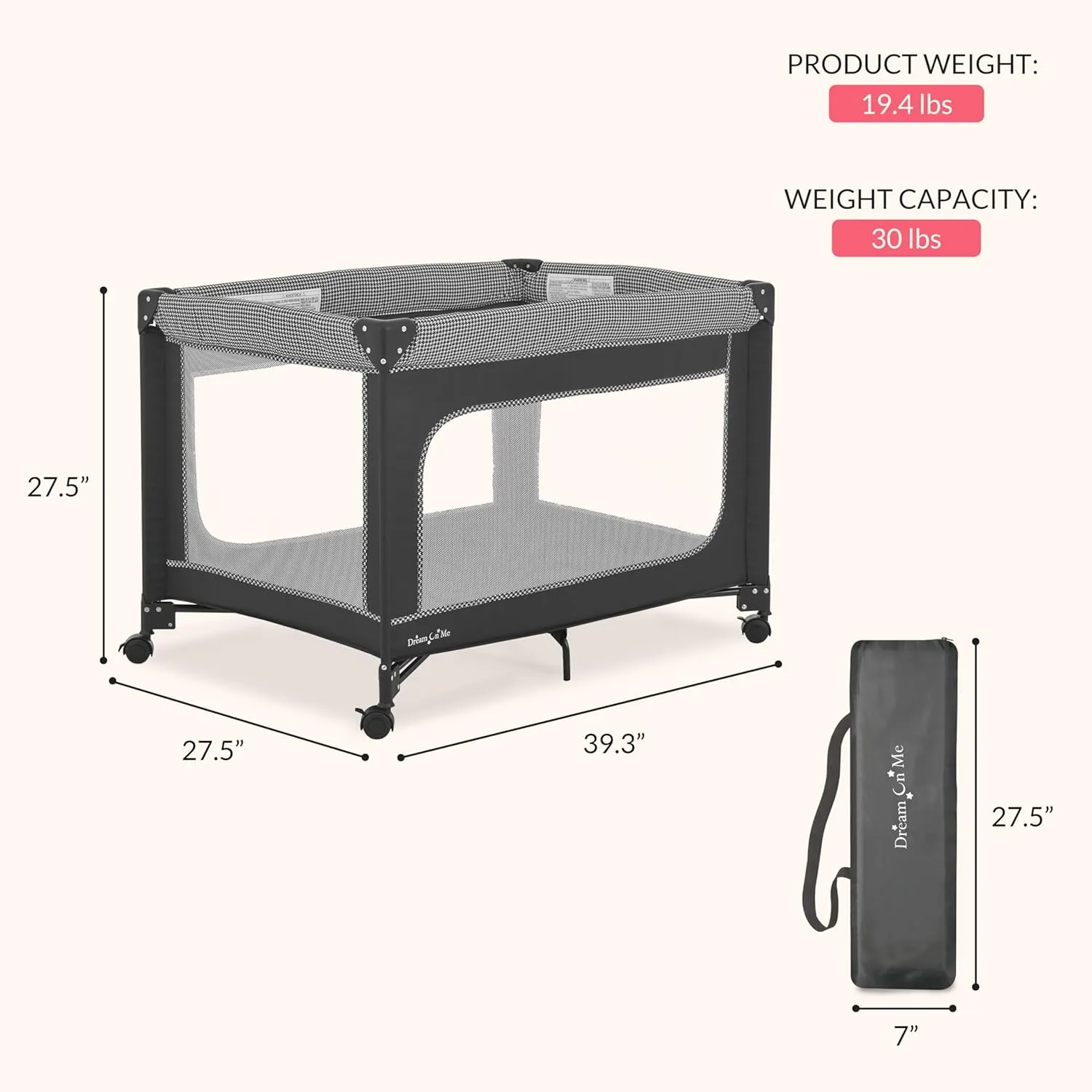 Portable Baby Playard - Black & White - Image 4