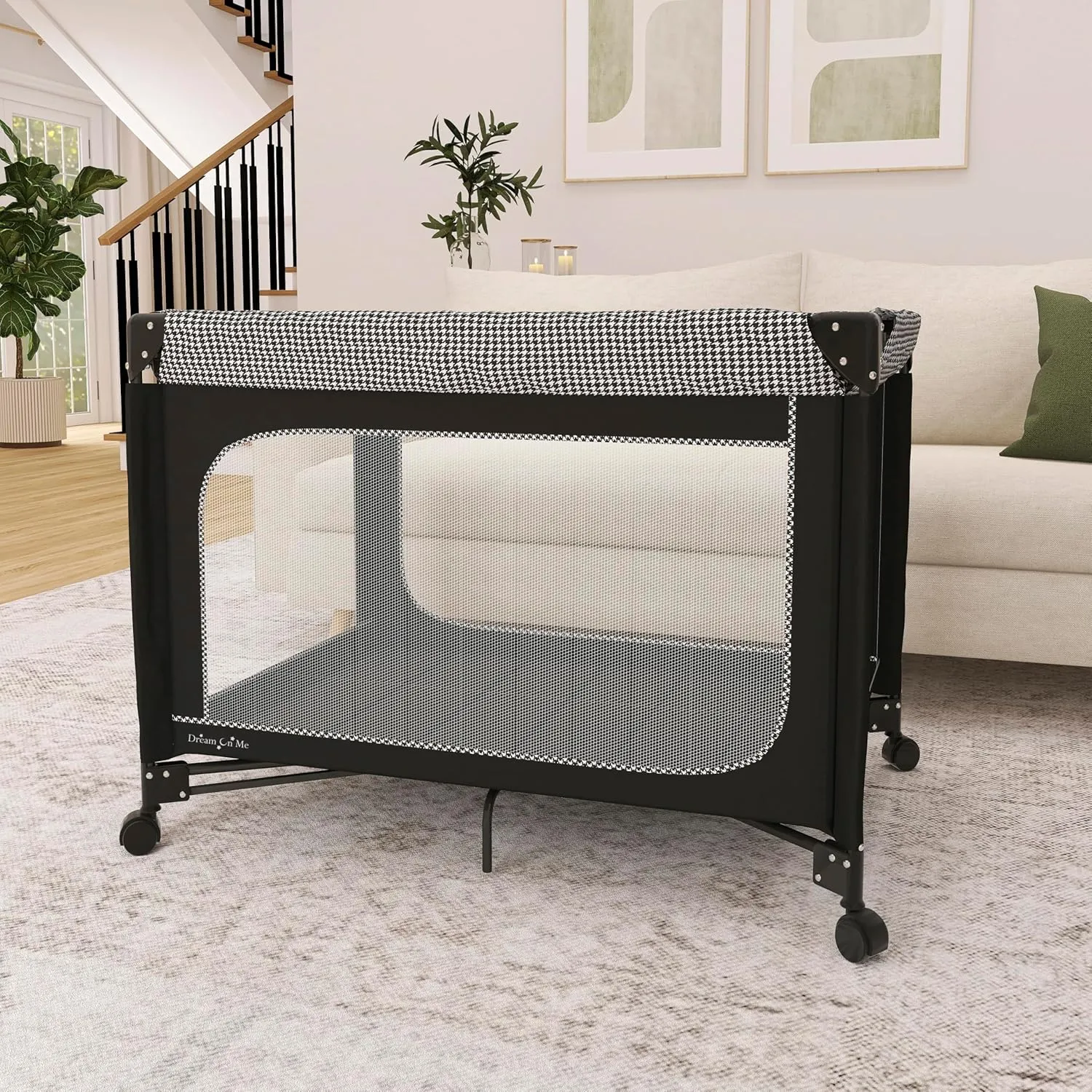 Portable Baby Playard - Black & White - Image 5