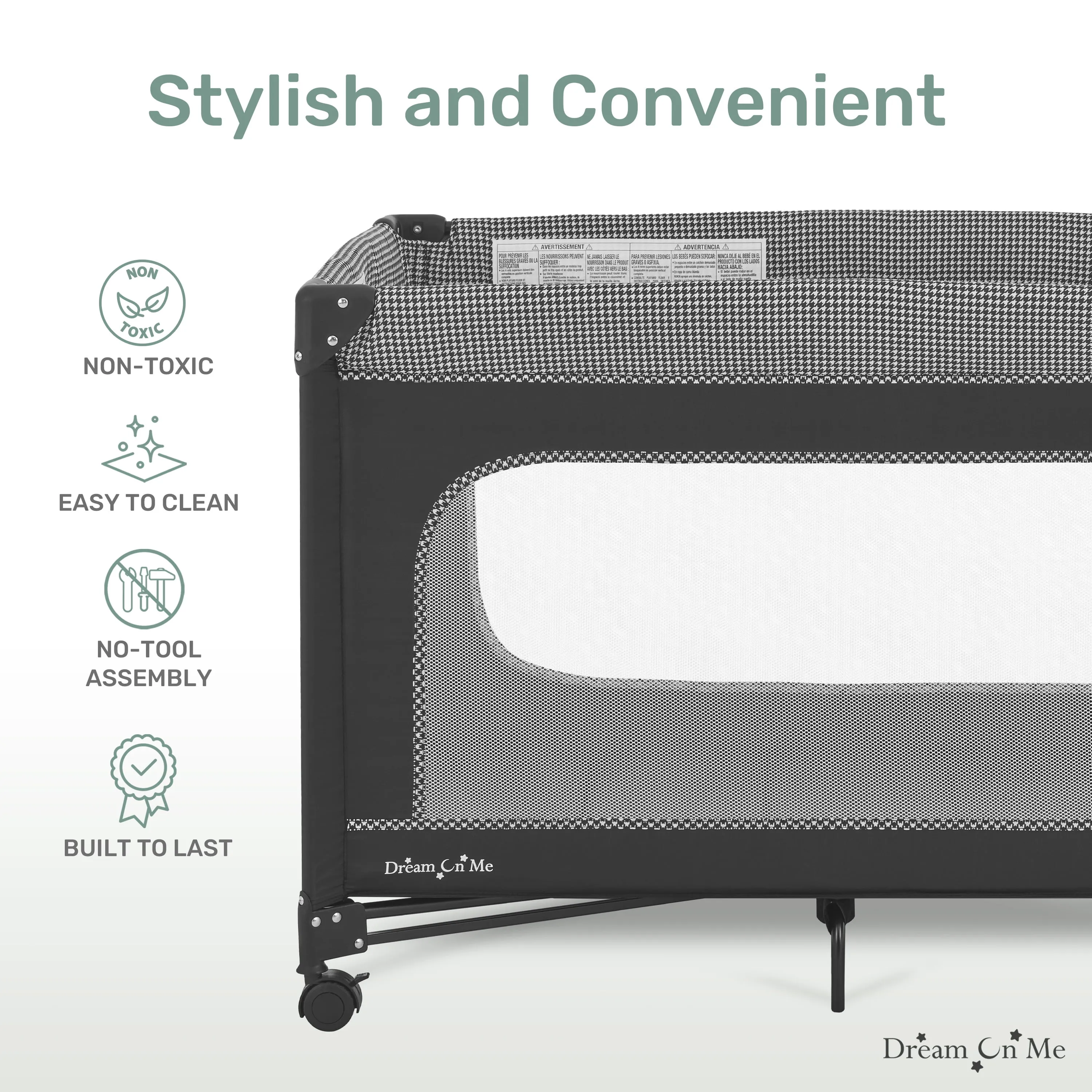 Portable Baby Playard - Black & White - Image 7