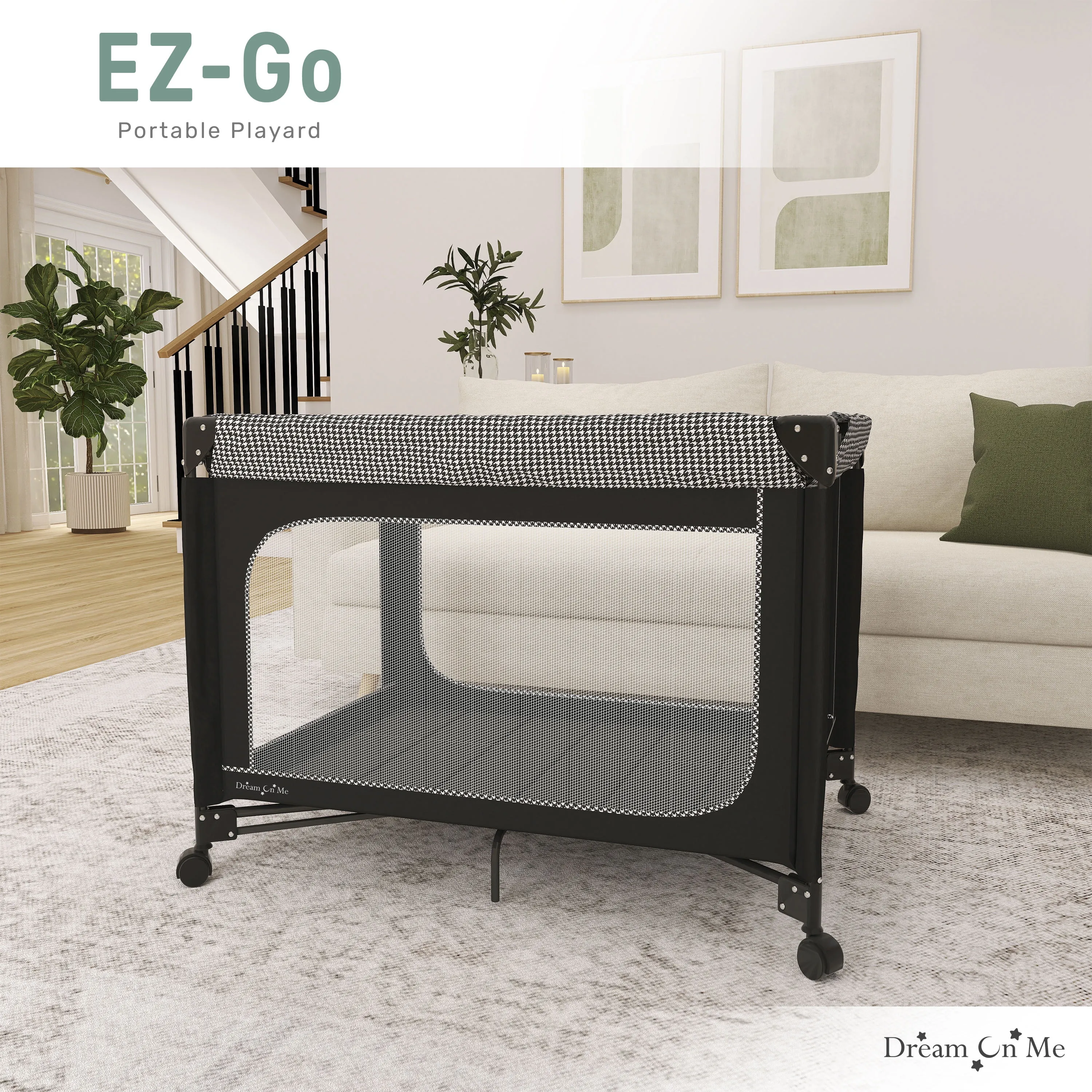 Portable Baby Playard - Black & White - Image 9
