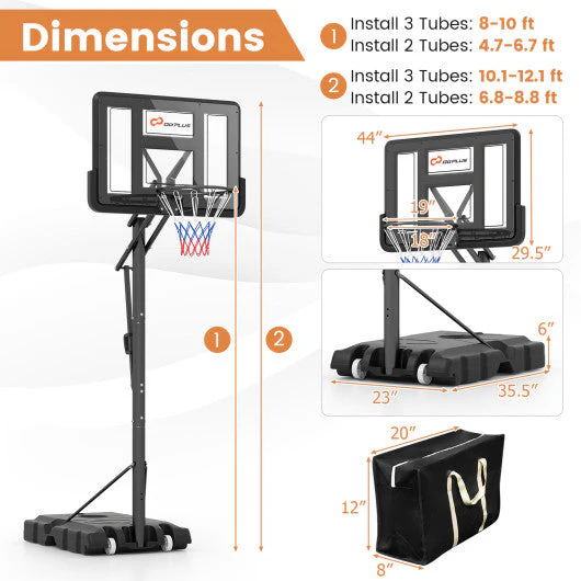 Portable Basketball Hoop With 4.6 to 10 Feet 10-Level Height Adjustable - Image 5