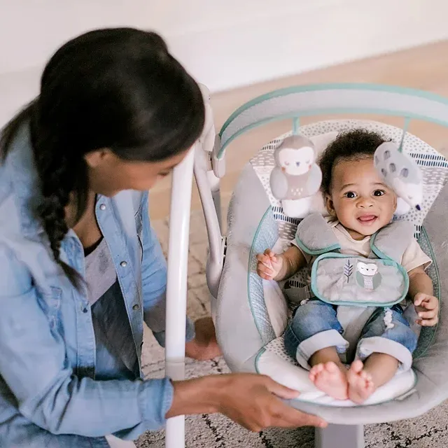 Portable Baby Swing with Music and Nature Sounds - Grey - Image 2