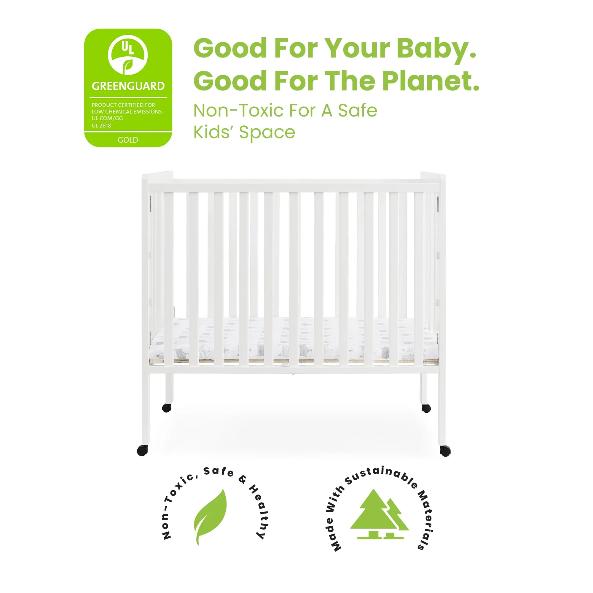 Portable Folding Mini Crib - Bianca White - Image 5