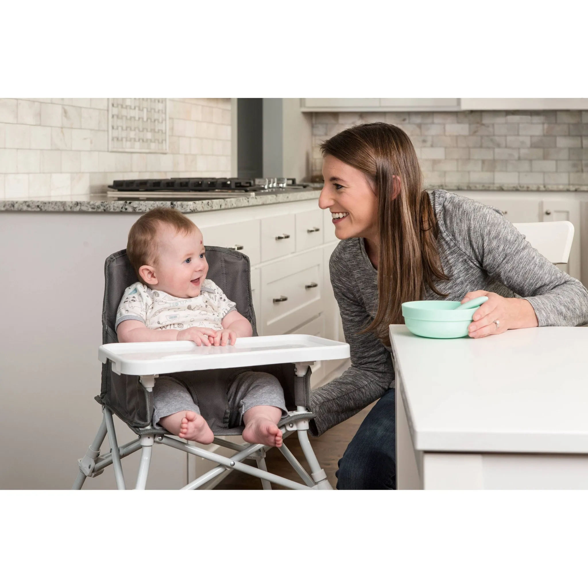 Portable High Chair with Tray - Gray - Image 5