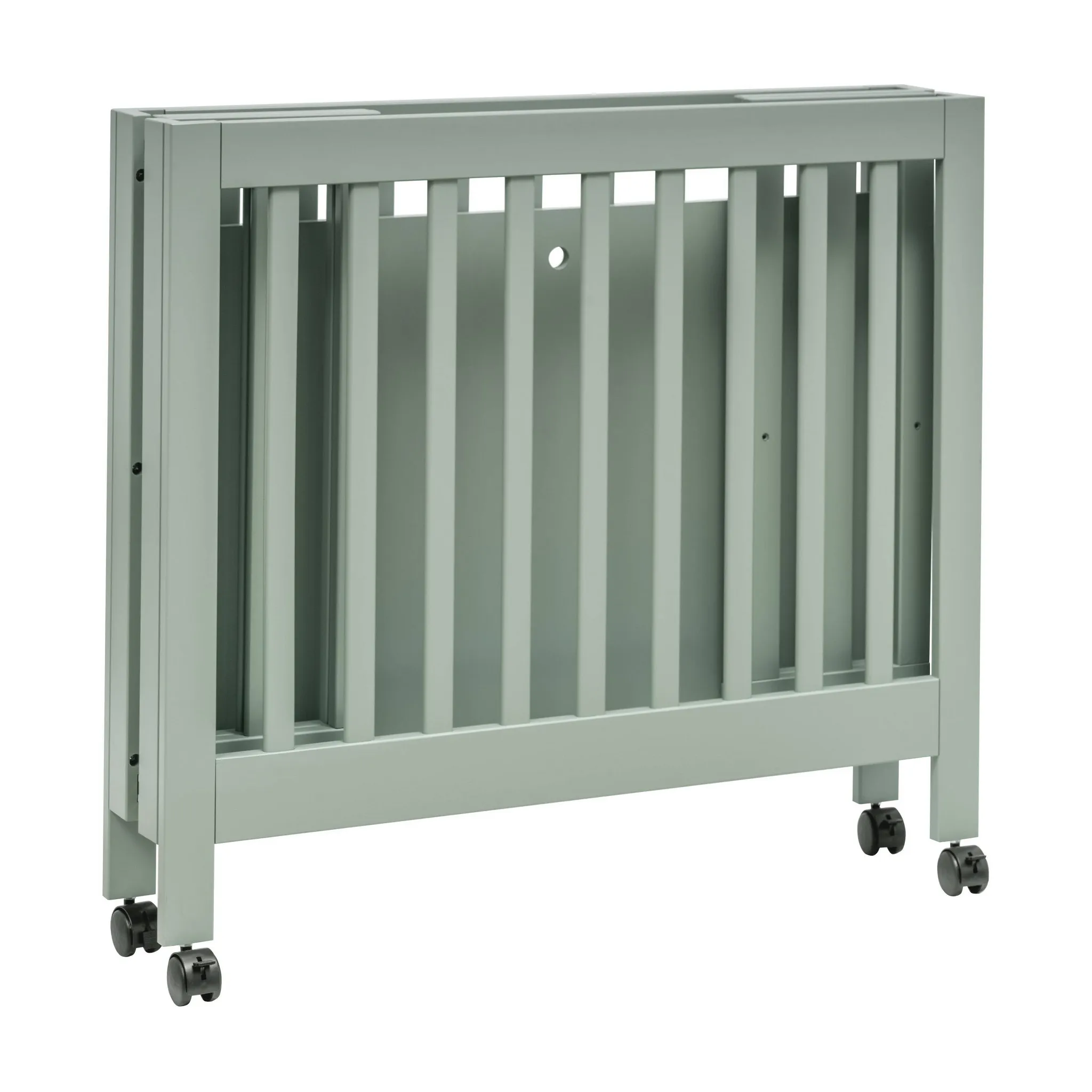 Origami Mini Portable Folding Crib with Wheels - Light Sage - Image 4
