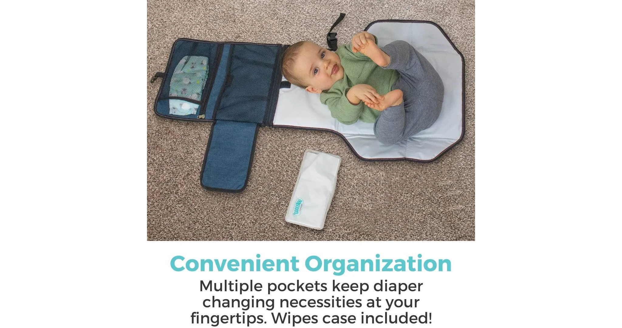 Portable Waterproof Travel Changing Pad - Navy Blue - Image 3