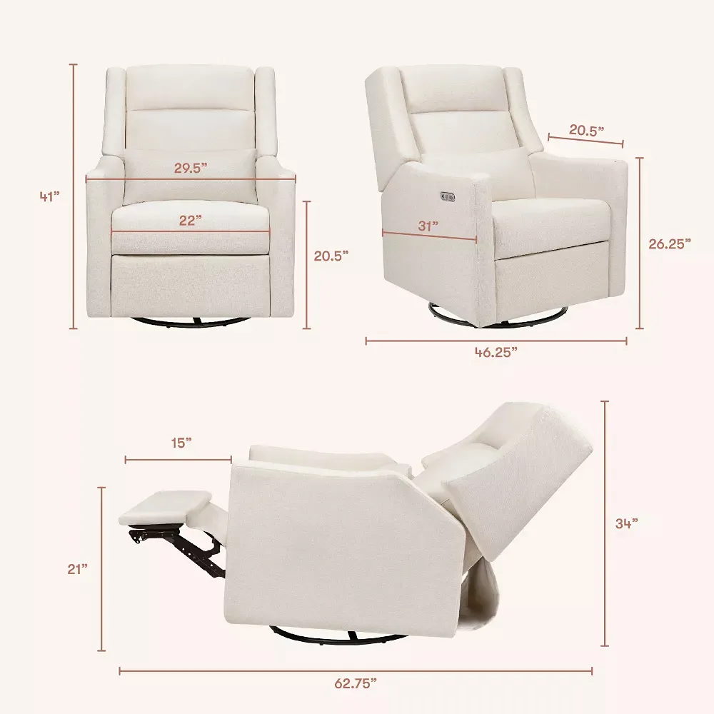 Kiwi Plus Power Recliner and Swivel Glider with Power Adjustable Headrest and USB Port - Performance Cream Eco-Weave - Image 2