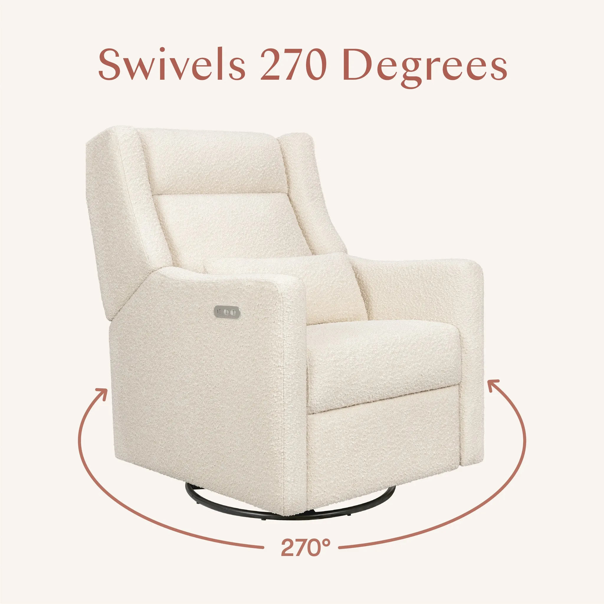 Power Glider Recliner with Power Headrest - Performance Ivory Boucle - Image 4