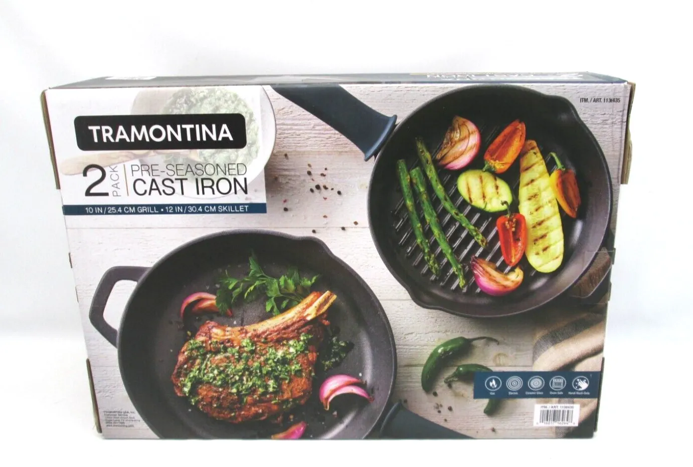 Pre-Seasoned Cast Iron Grill and Skillet Set - Image 3