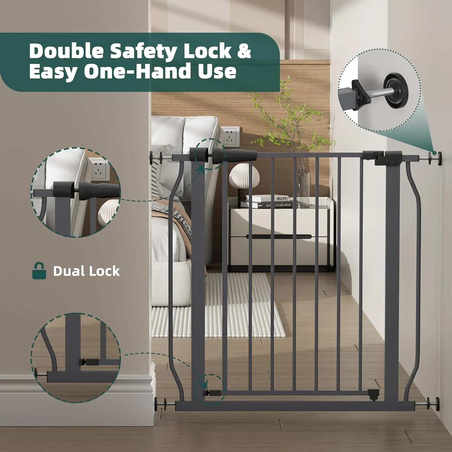 Pressure-Mounted Adjustable Safety Gate - Moonlight Gray - Image 3