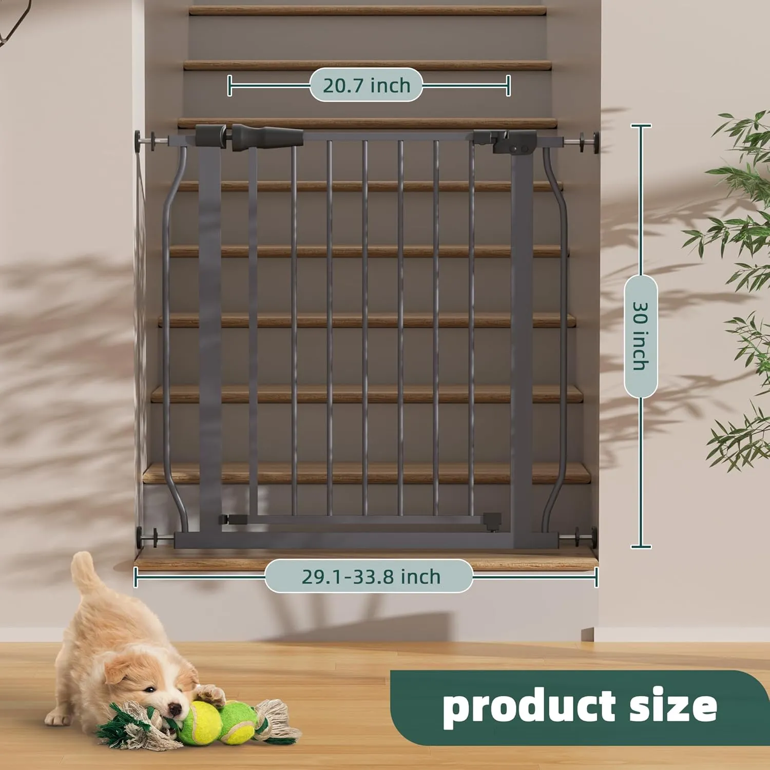 Pressure-Mounted No-Tools Pet Gate - Grey - Image 2