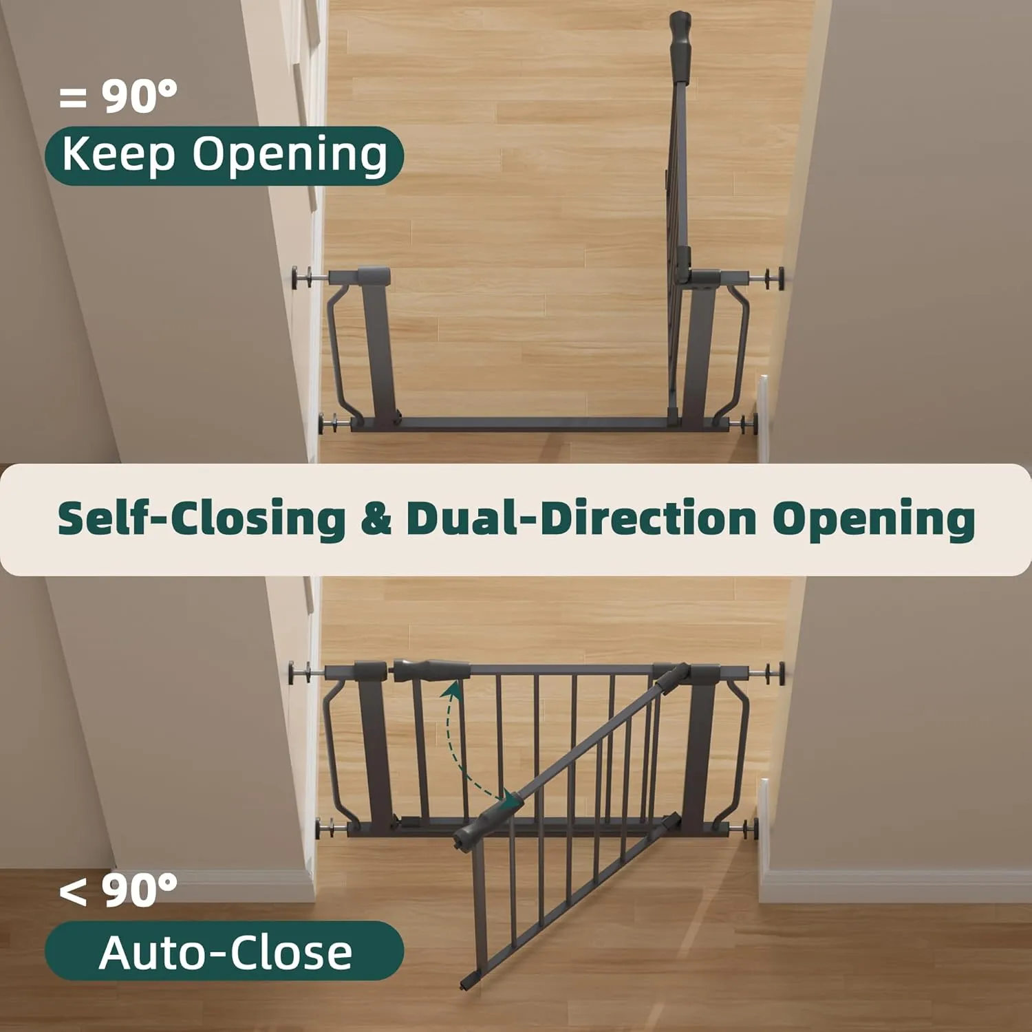 Pressure-Mounted No-Tools Pet Gate - Grey - Image 3