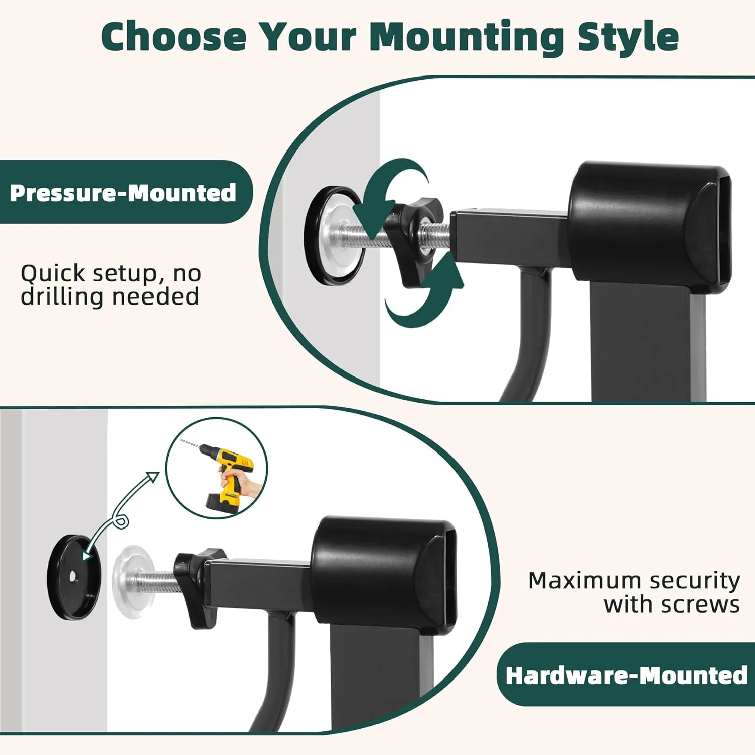 Pressure-Mounted No-Tools Pet Gate - Grey - Image 4