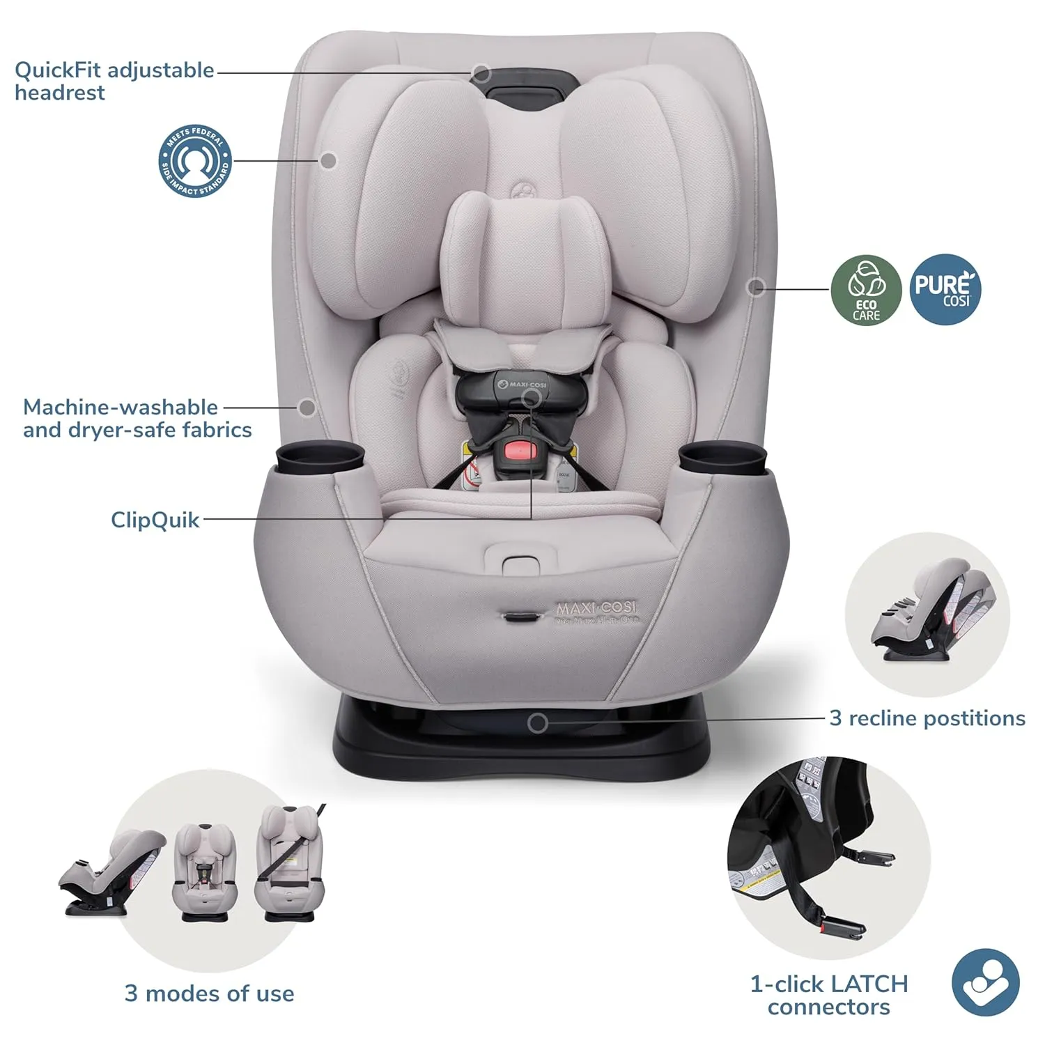 Pria Max Convertible Car Seat - Oyster Shell - Image 6