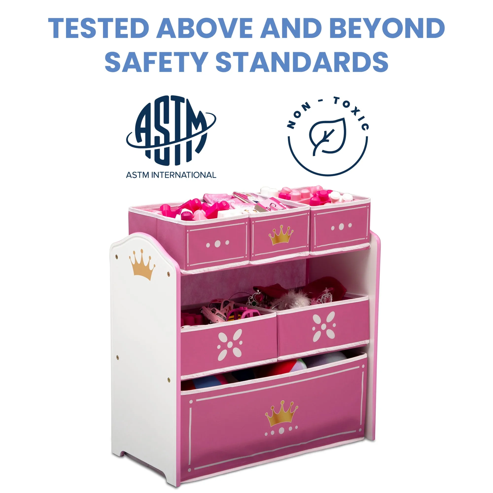 Princess Crown 6 Bin Storage Organizer - White/Pink - Image 5