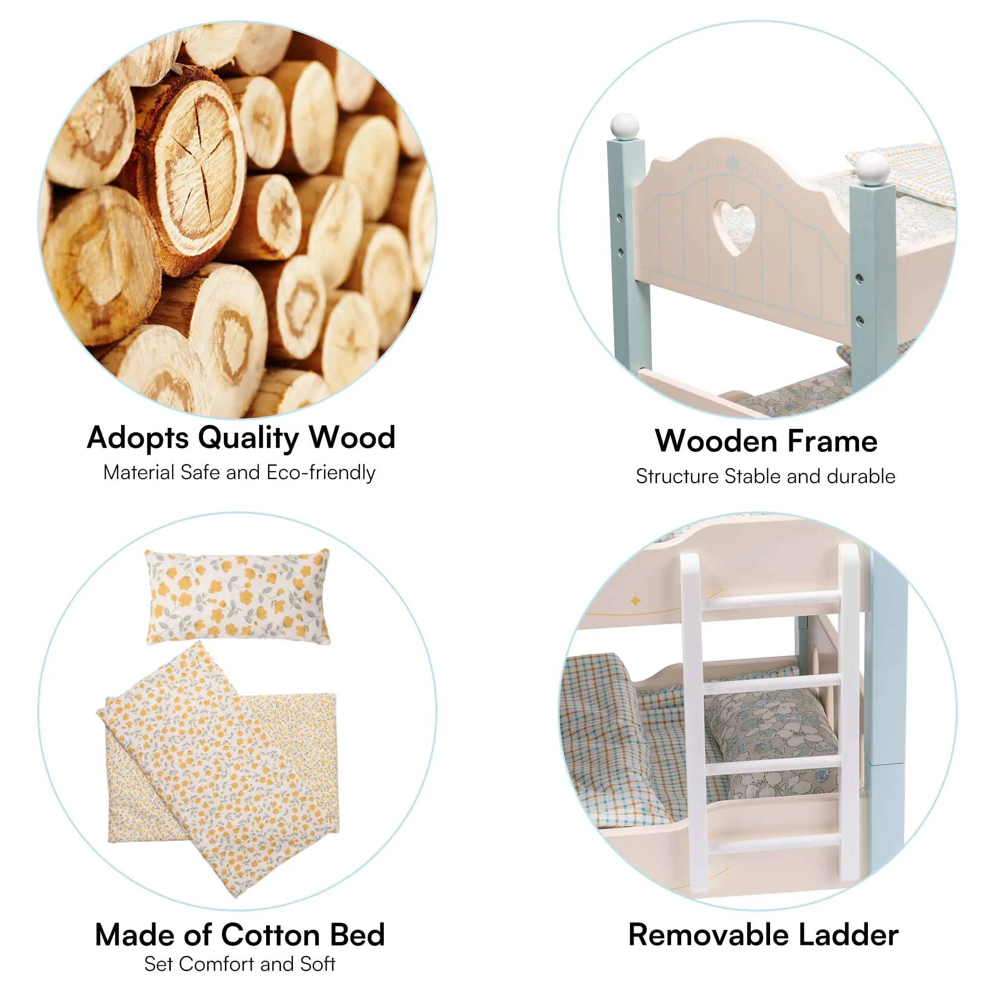 Wooden Baby Doll Bed - Blue - Image 5