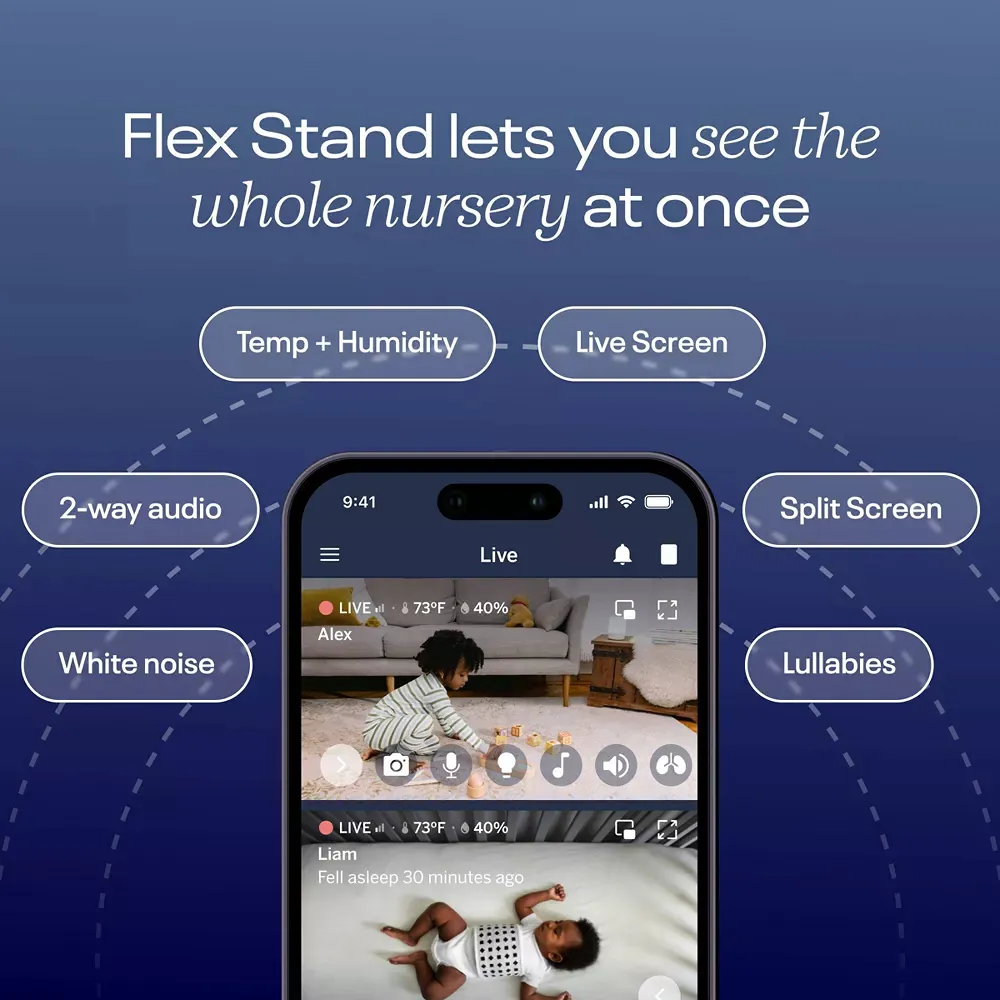 Pro Smart Baby Monitor & Flex Stand - White - Image 4