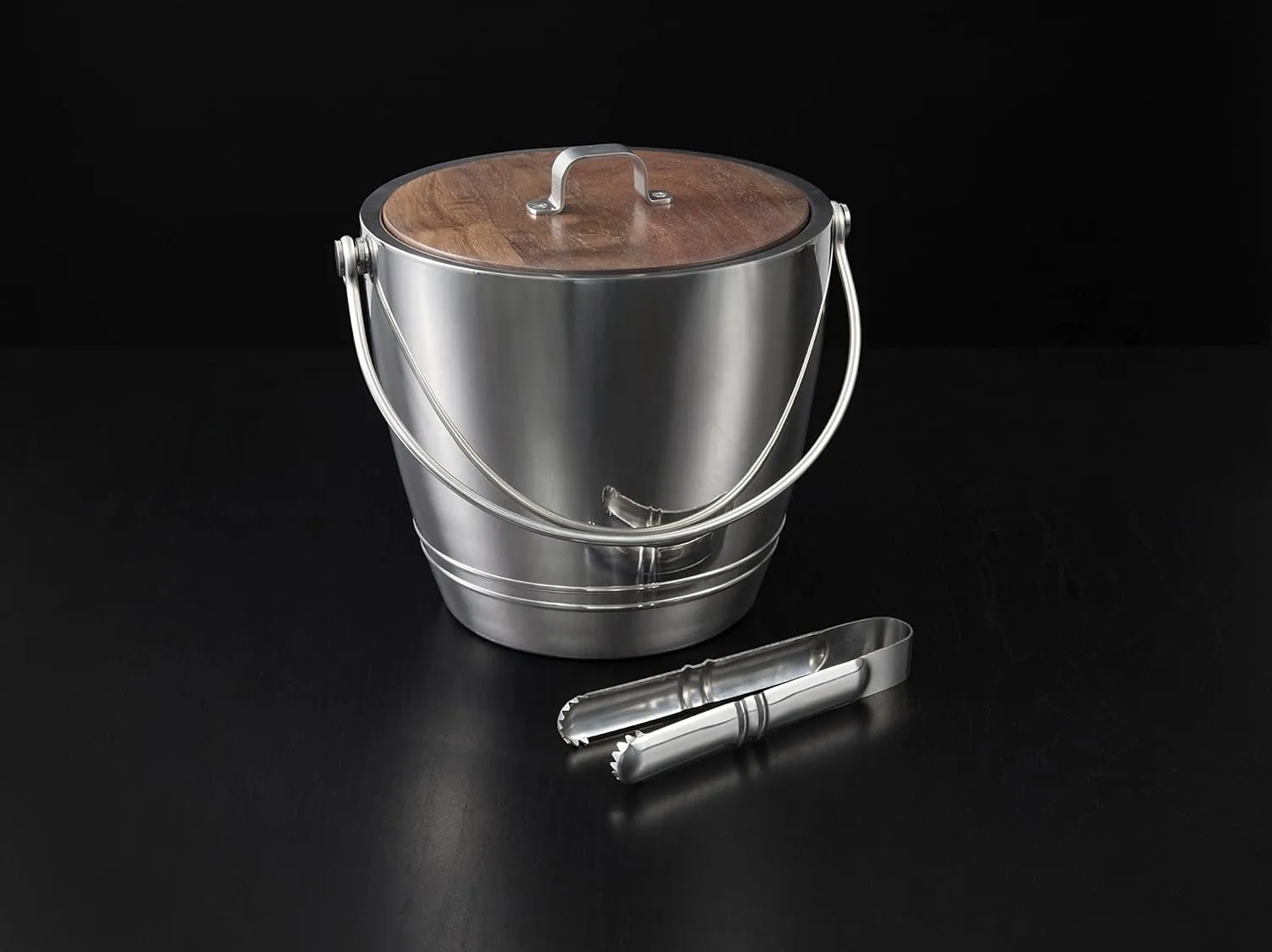 Professional Round Ice Bucket with Tongs - Image 2